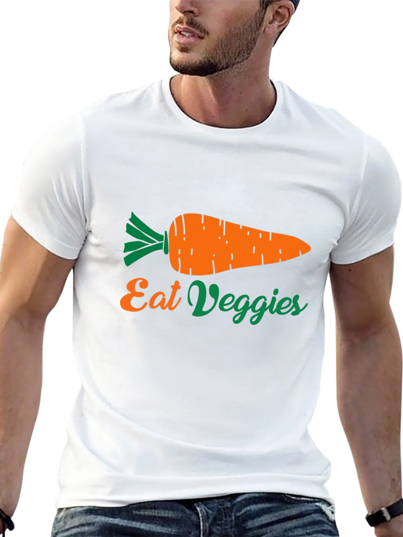 Black Eat Veggies Carrot Graphic Tee - Unisex view 13