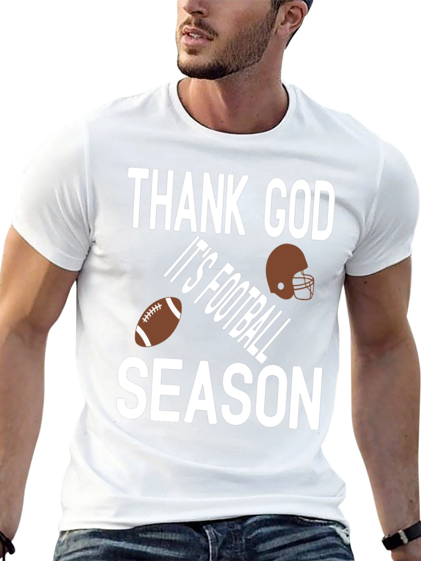 Black Thank God It's Football Season T-Shirt view 13