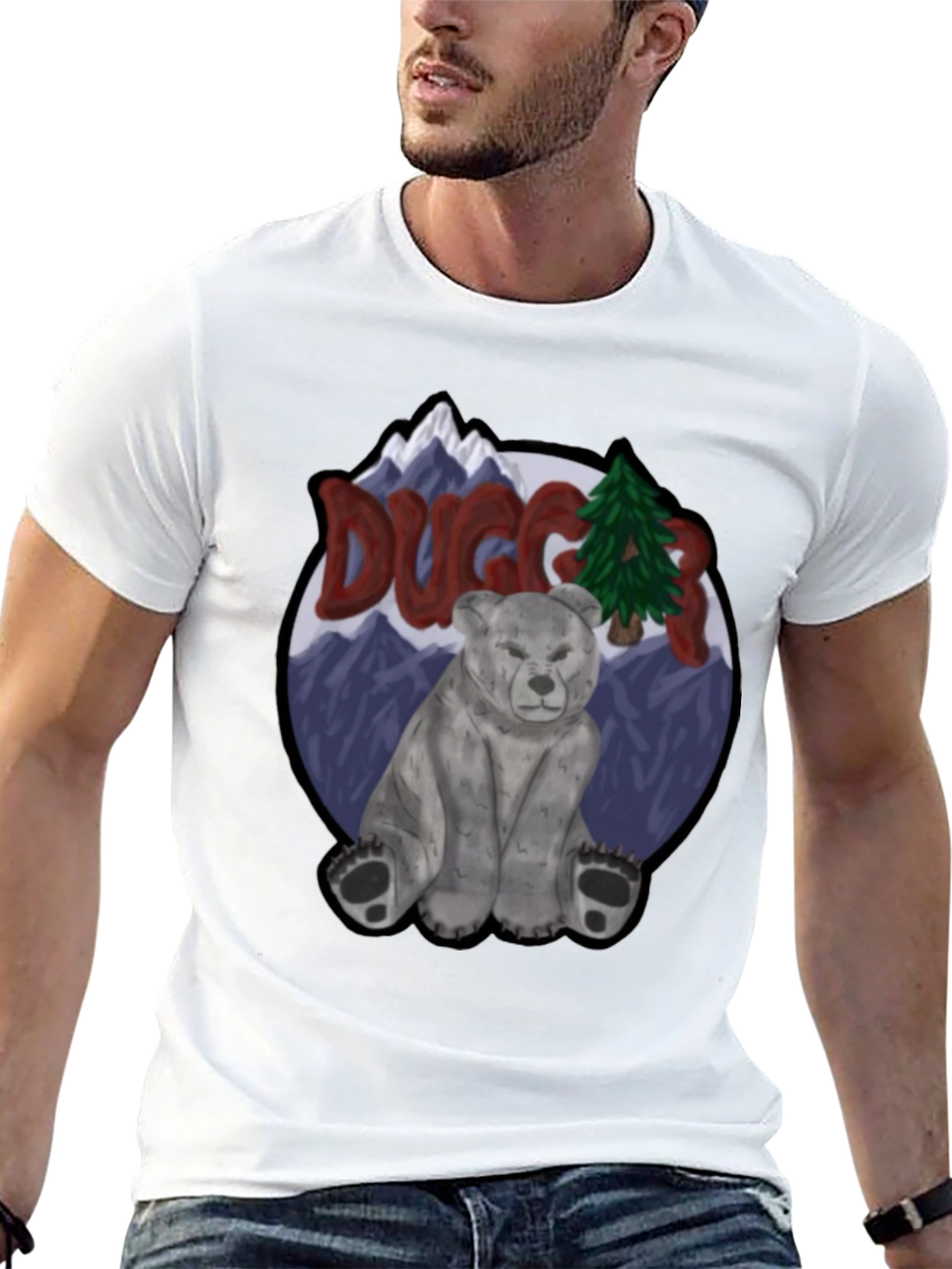 Black Duggar Bear Graphic Tee - Mountain Scene view 13