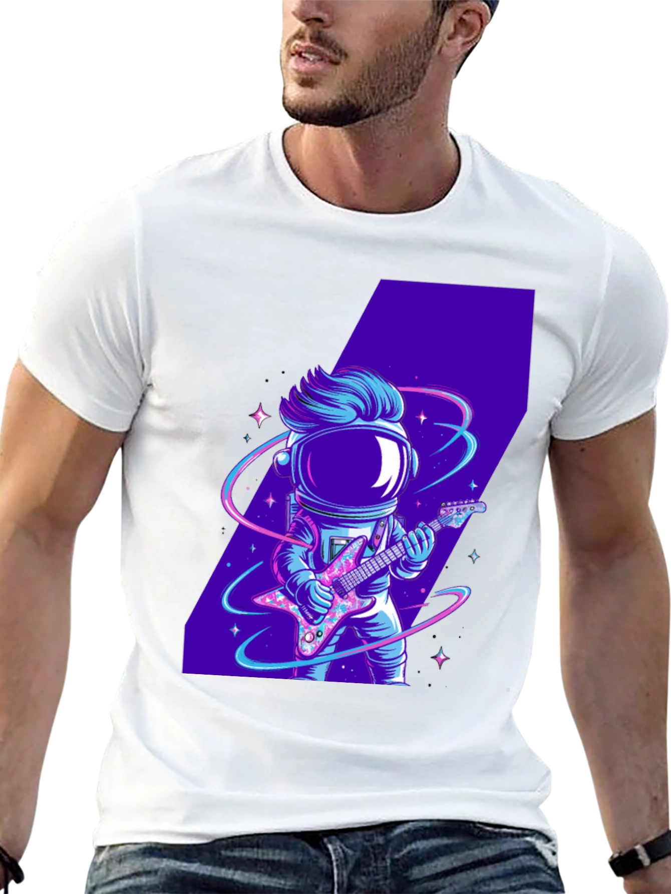 Black Astronaut Guitarist Graphic Tee view 13