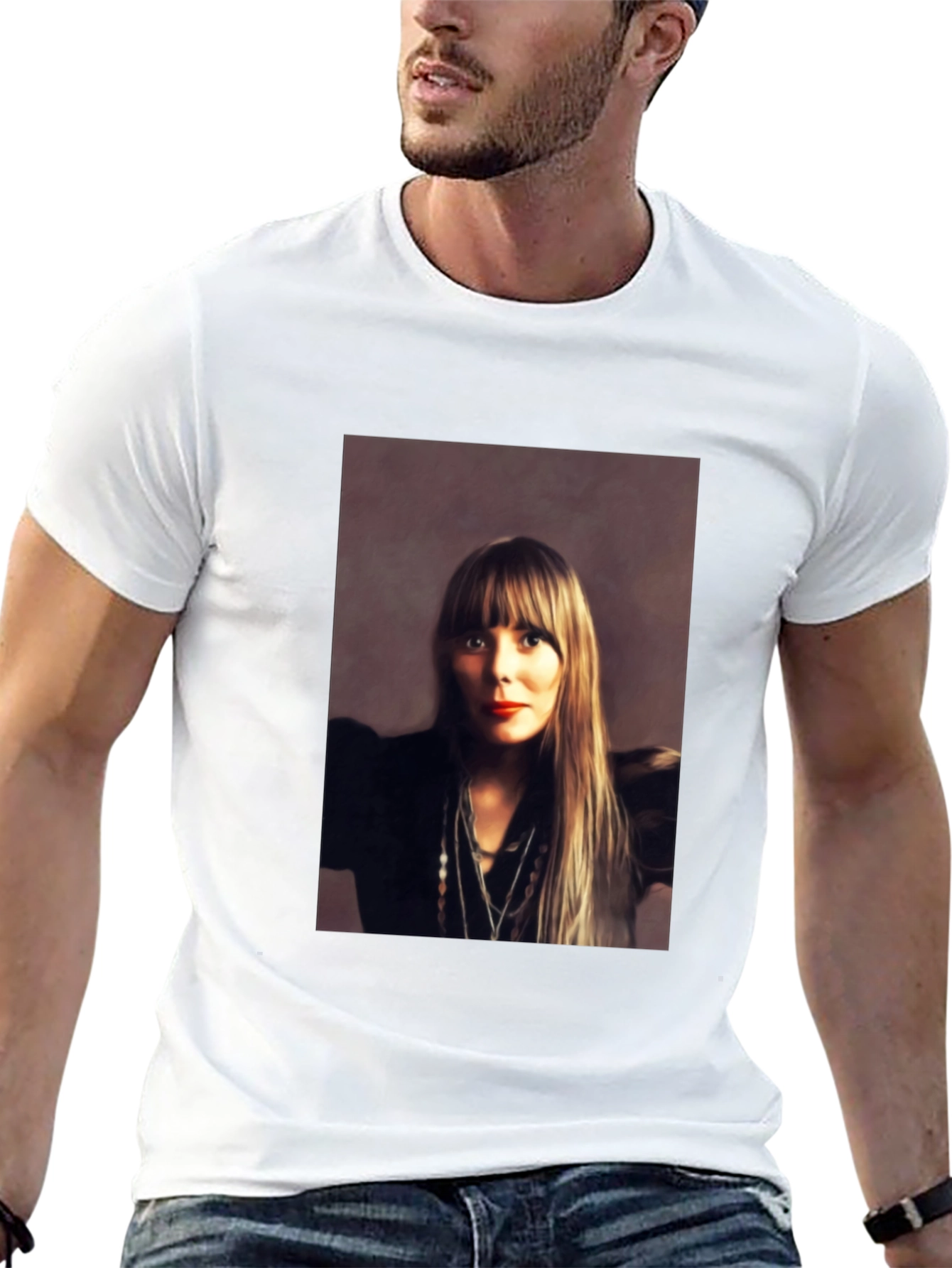 Black Joni Mitchell Portrait Black T-Shirt view 13