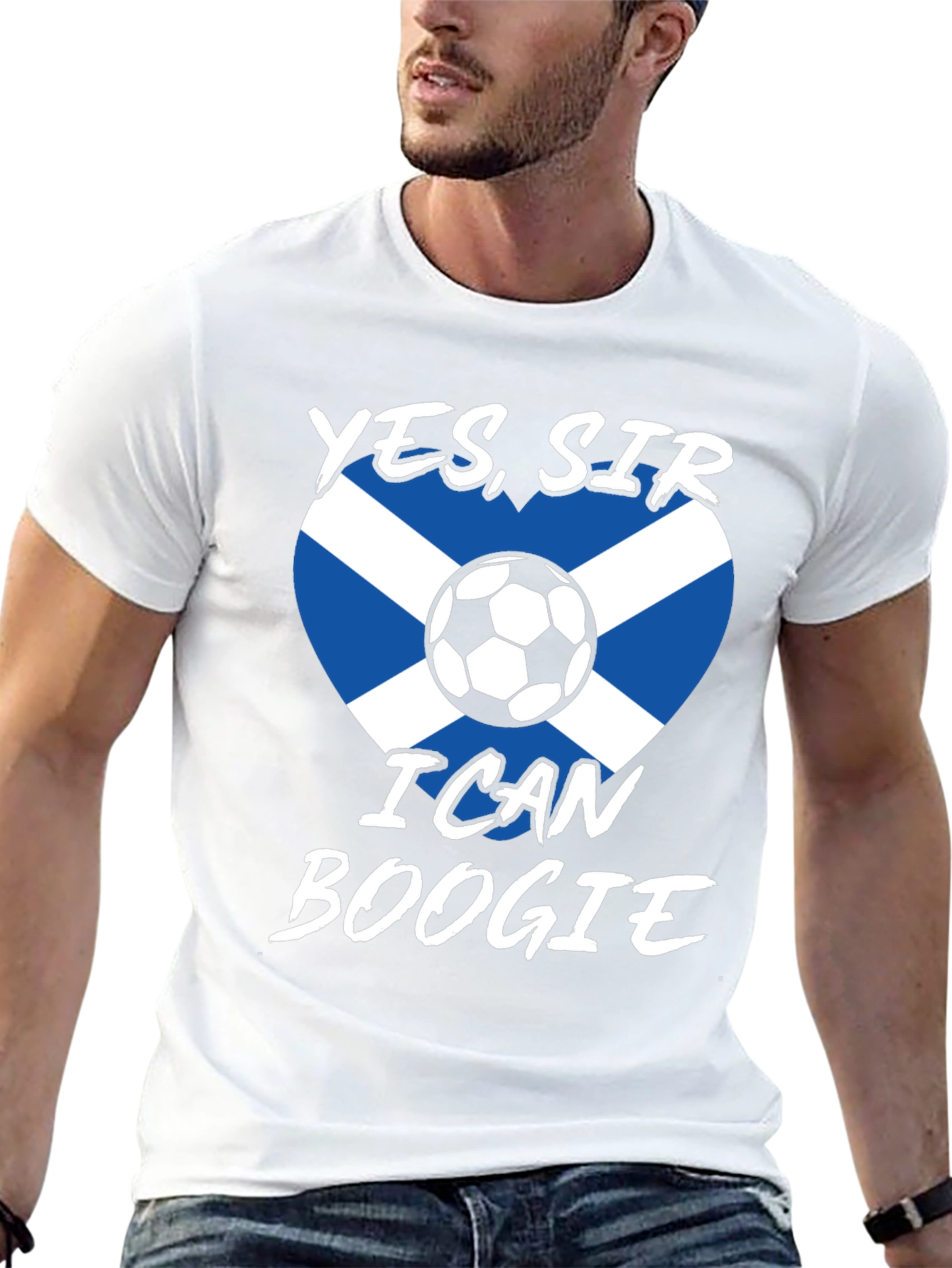 Black Scotland Flag Soccer T-Shirt - Yes Sir, I Can Boogie! view 13