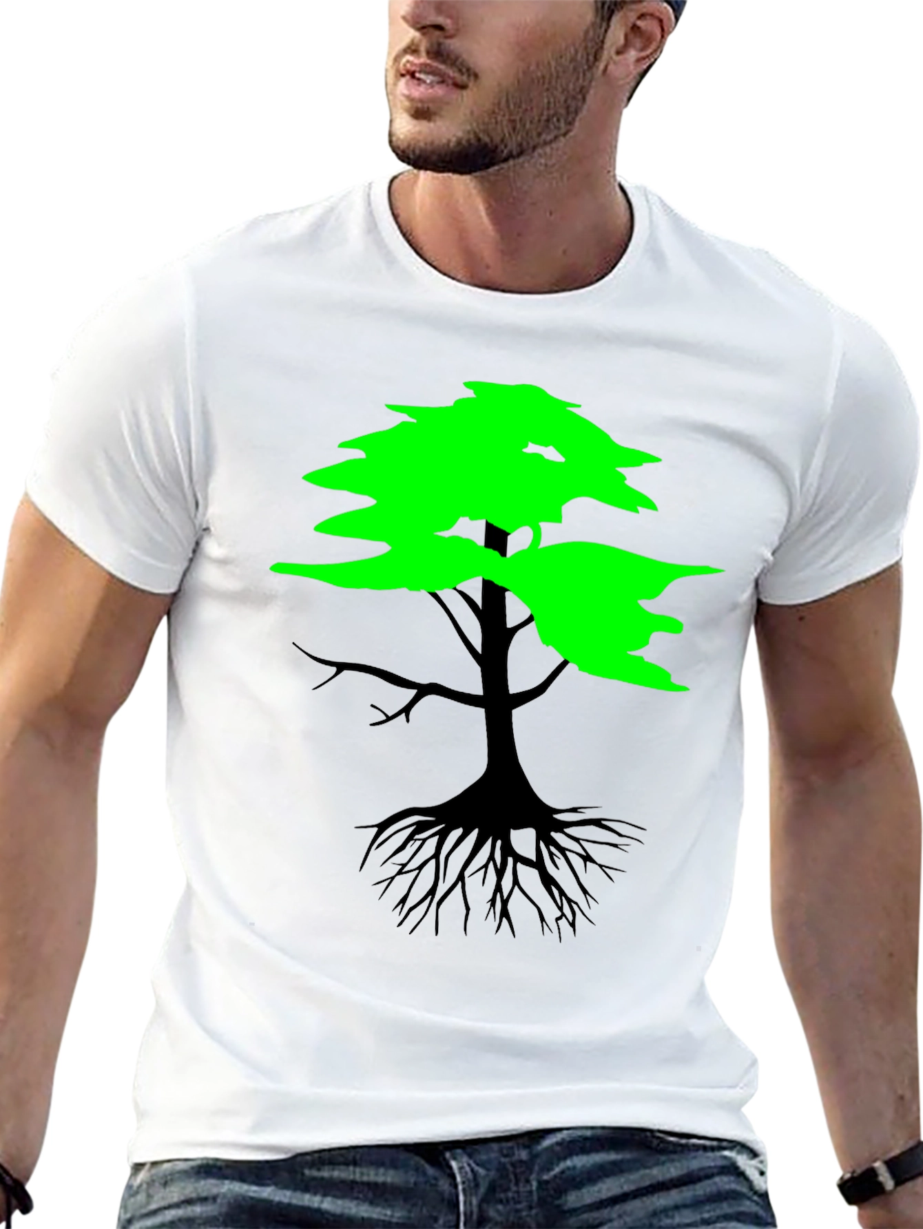 Black Nature Inspired Tree Graphic T-Shirt view 13