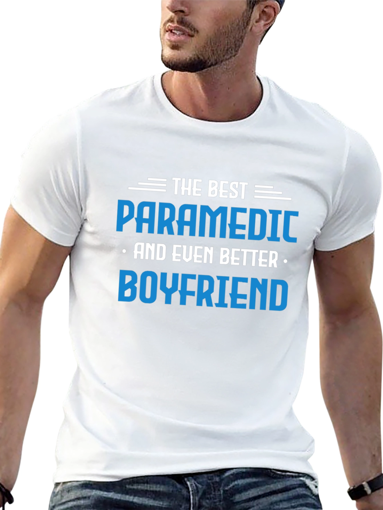 Black Best Paramedic Boyfriend Graphic Tee - Black T-Shirt view 13