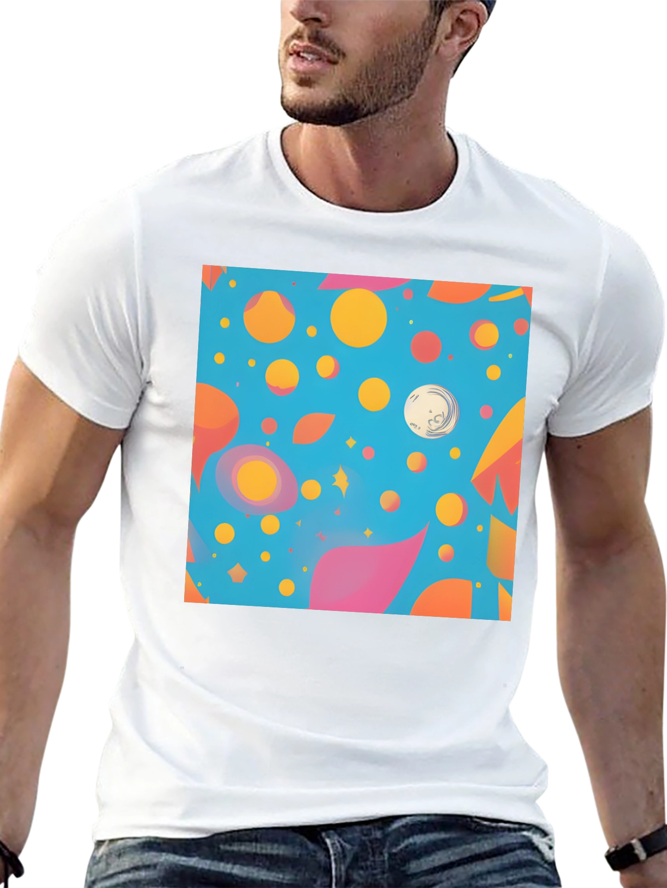 Black Funky Pattern T-Shirt: Colorful Abstract Design view 13