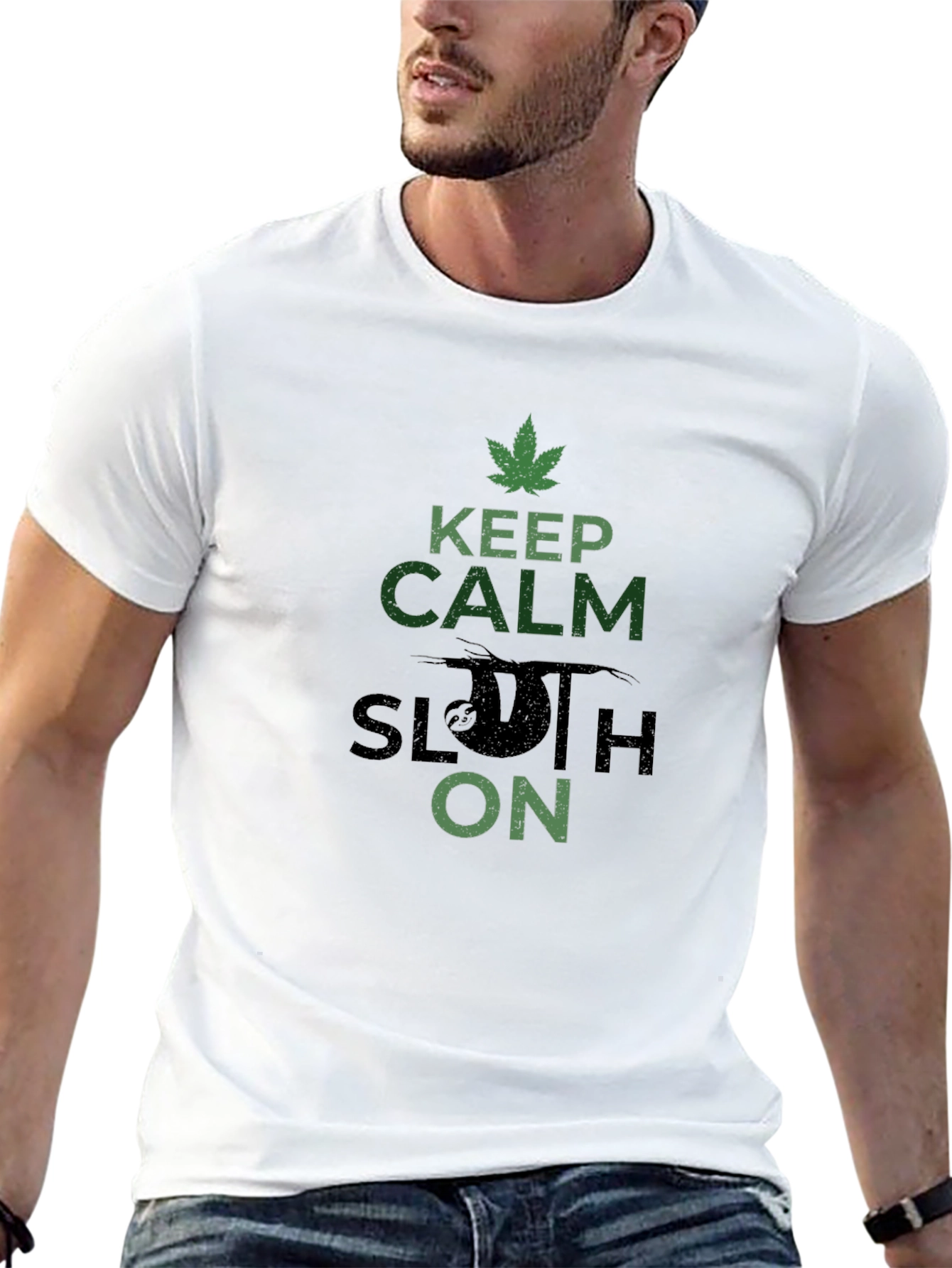 Black Keep Calm Sloth On T-Shirt - Relaxed Fit view 13