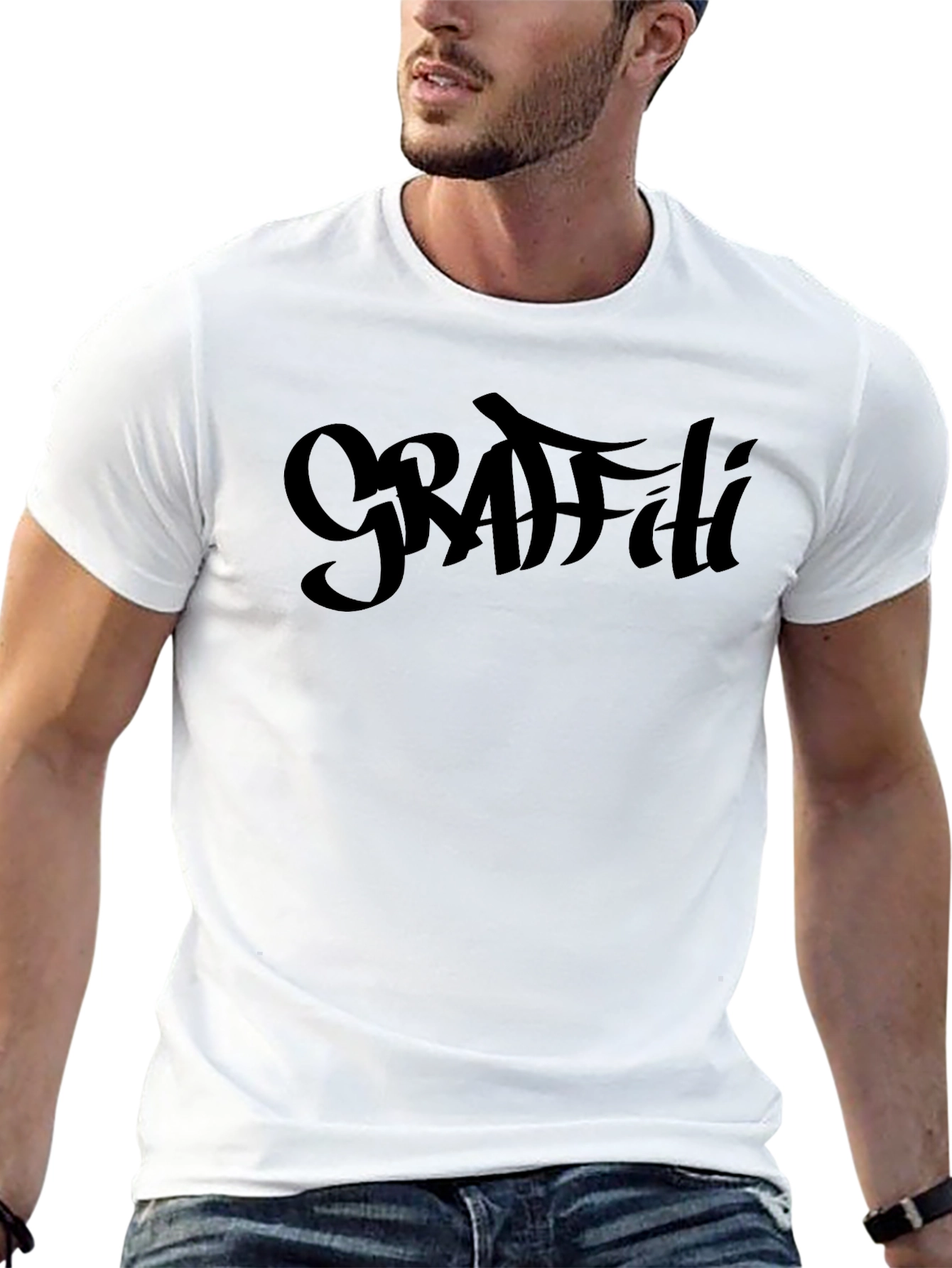 Black Grafiti Style T-Shirt - Bold Black Design view 13