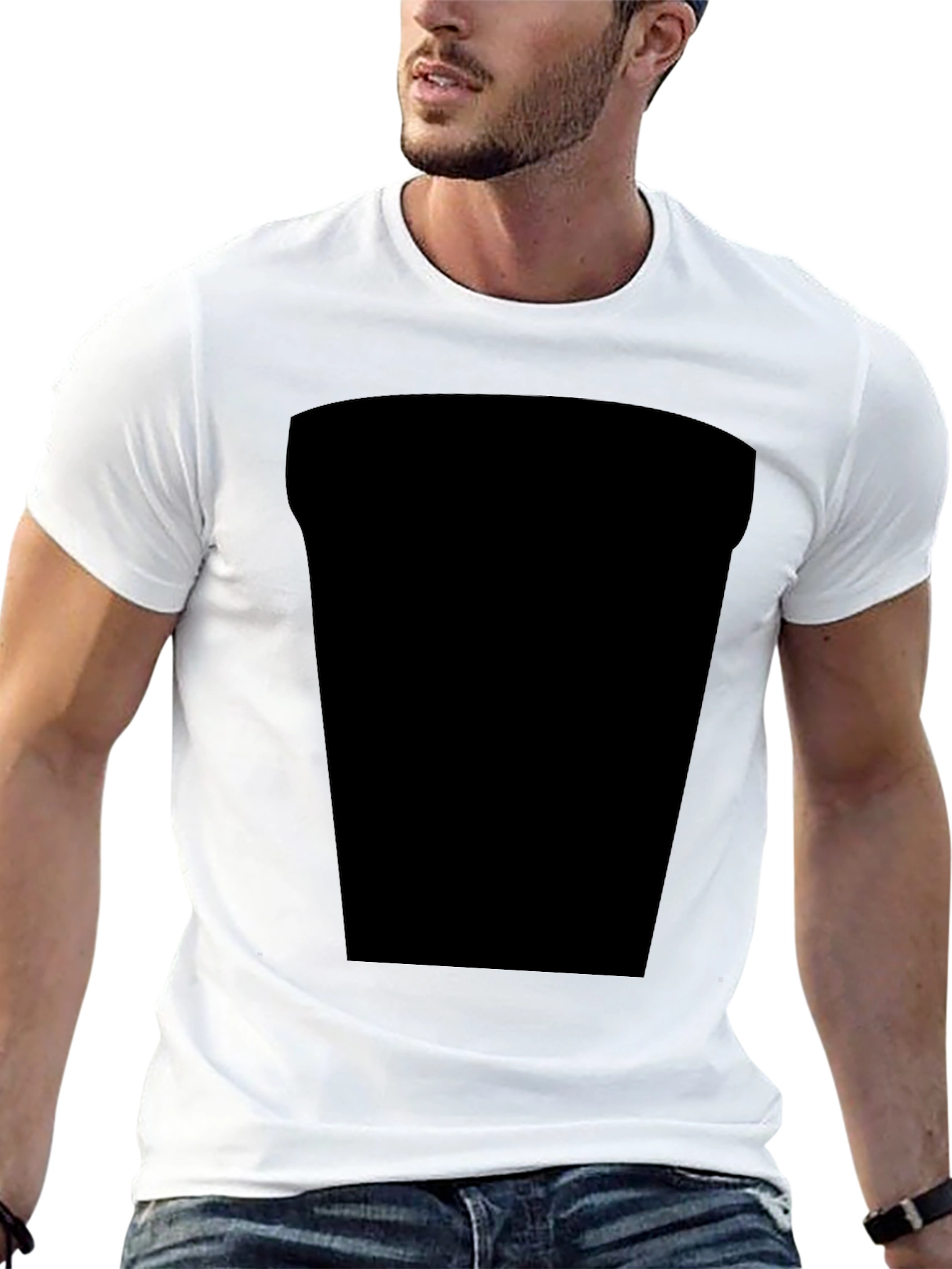 Black Black Casual Tee with Design Space view 13