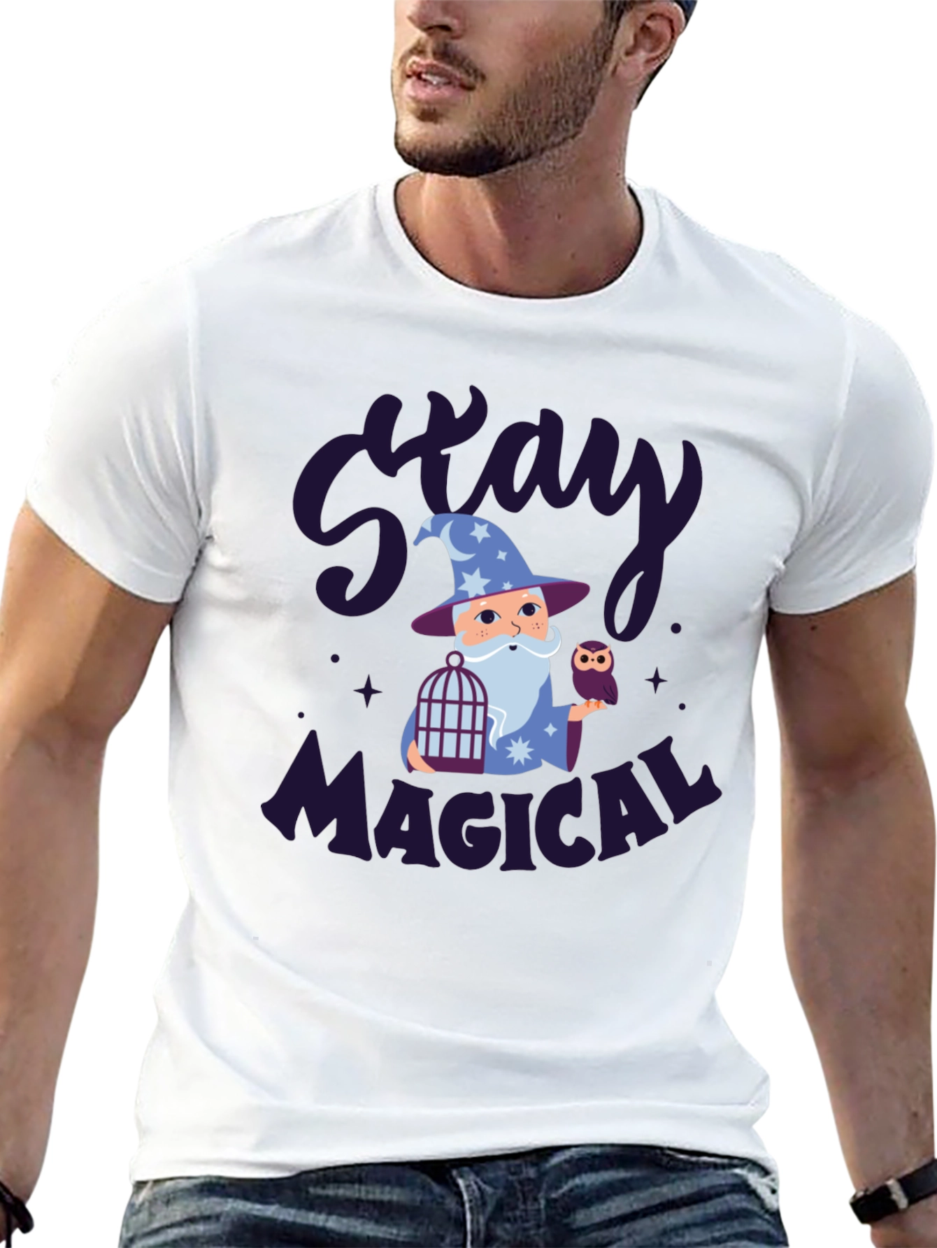 Black Stay Magical Wizard Graphic Tee Shirt view 13