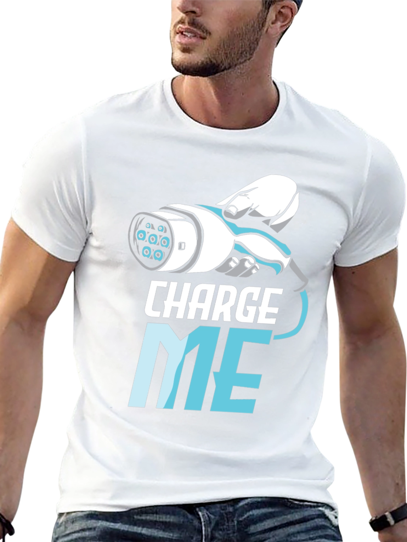 Black Charge Me EV Humor T-Shirt view 13