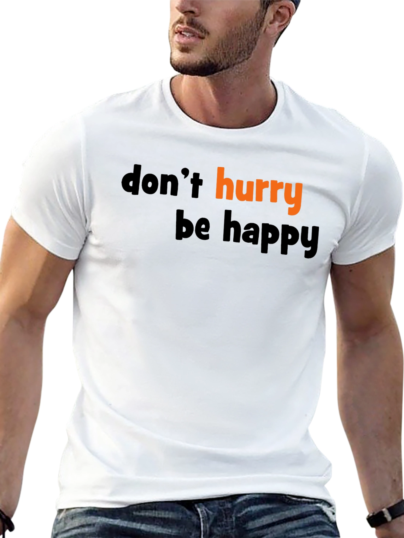 Black Don't Hurry Be Happy Graphic Tee view 13