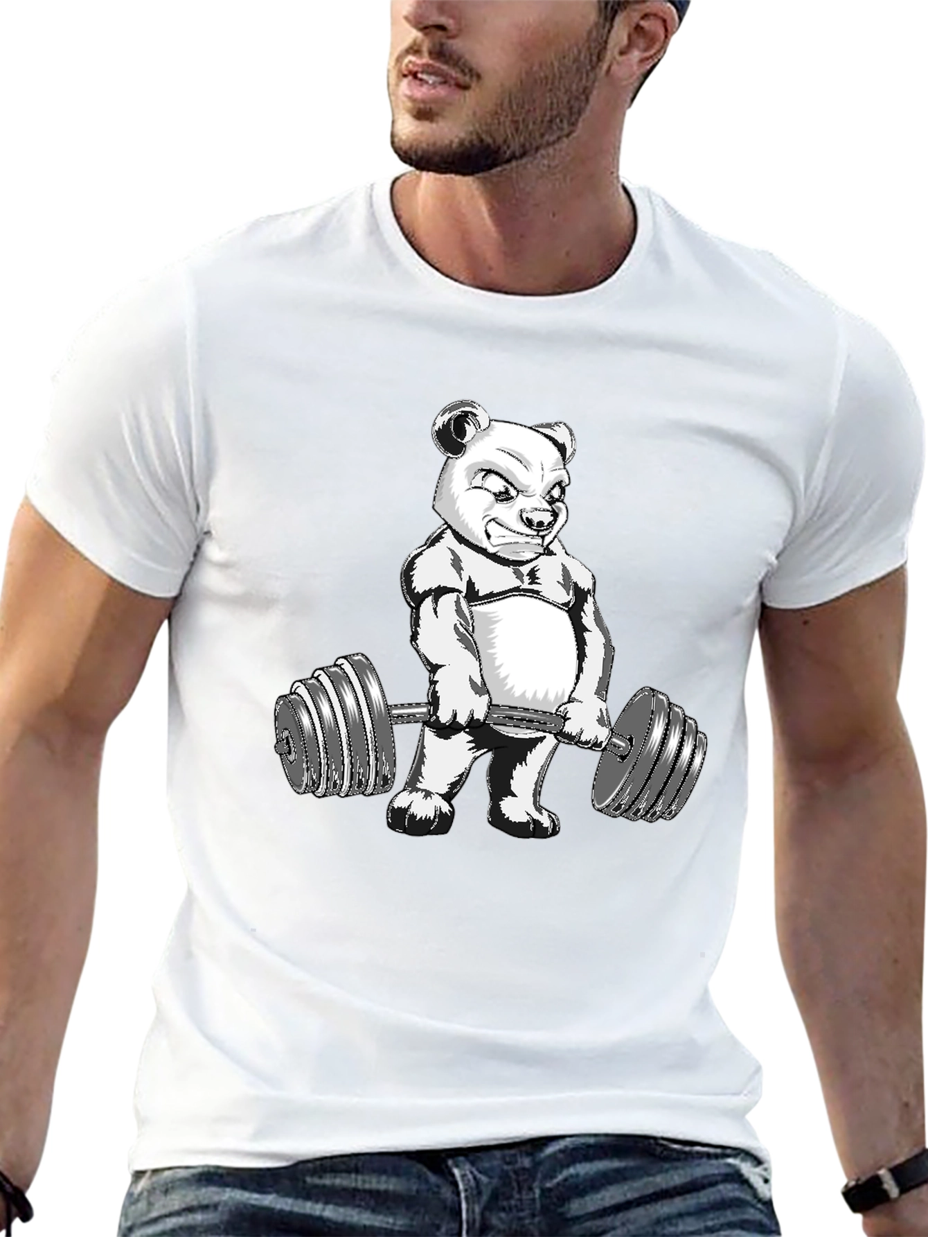 Black Bear Lifting Weights Graphic Tee view 13