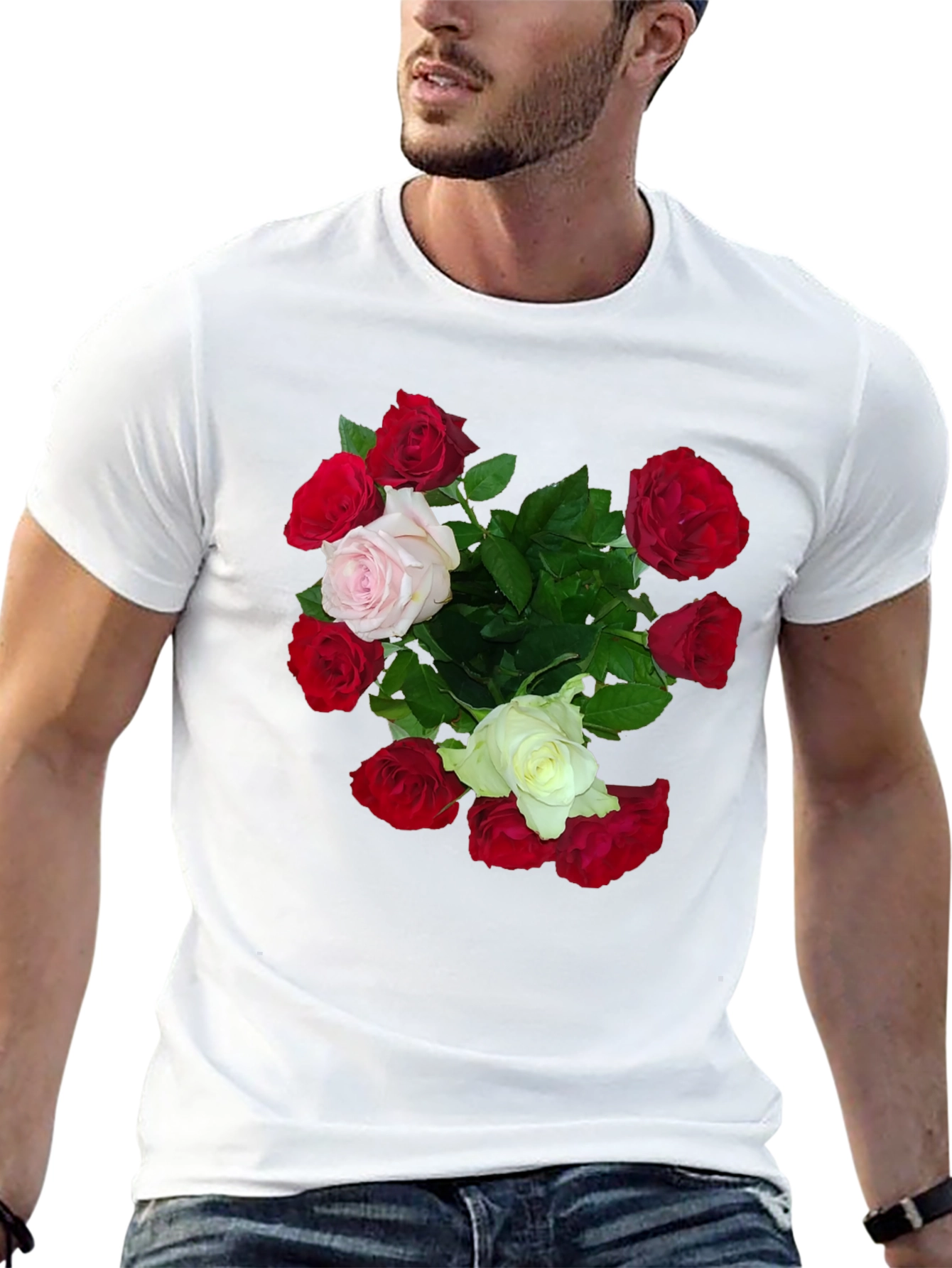 Black Floral Bouquet Graphic Tee - Classic Fit Black T-Shirt view 13