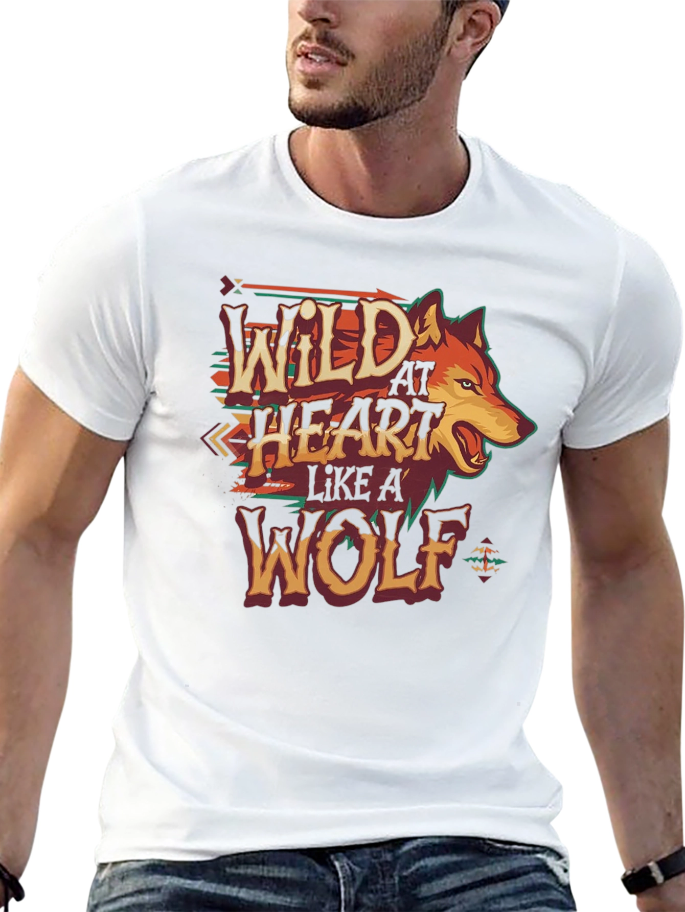 Black Wild at Heart Wolf Graphic T-Shirt view 13
