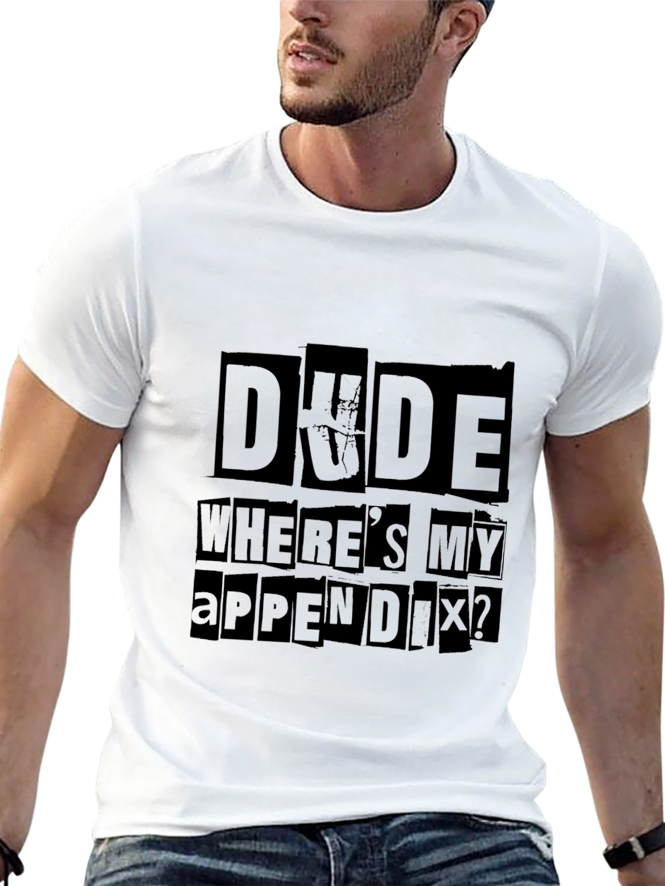 Black Dude Where's My Appendix Funny Graphic Tee view 13