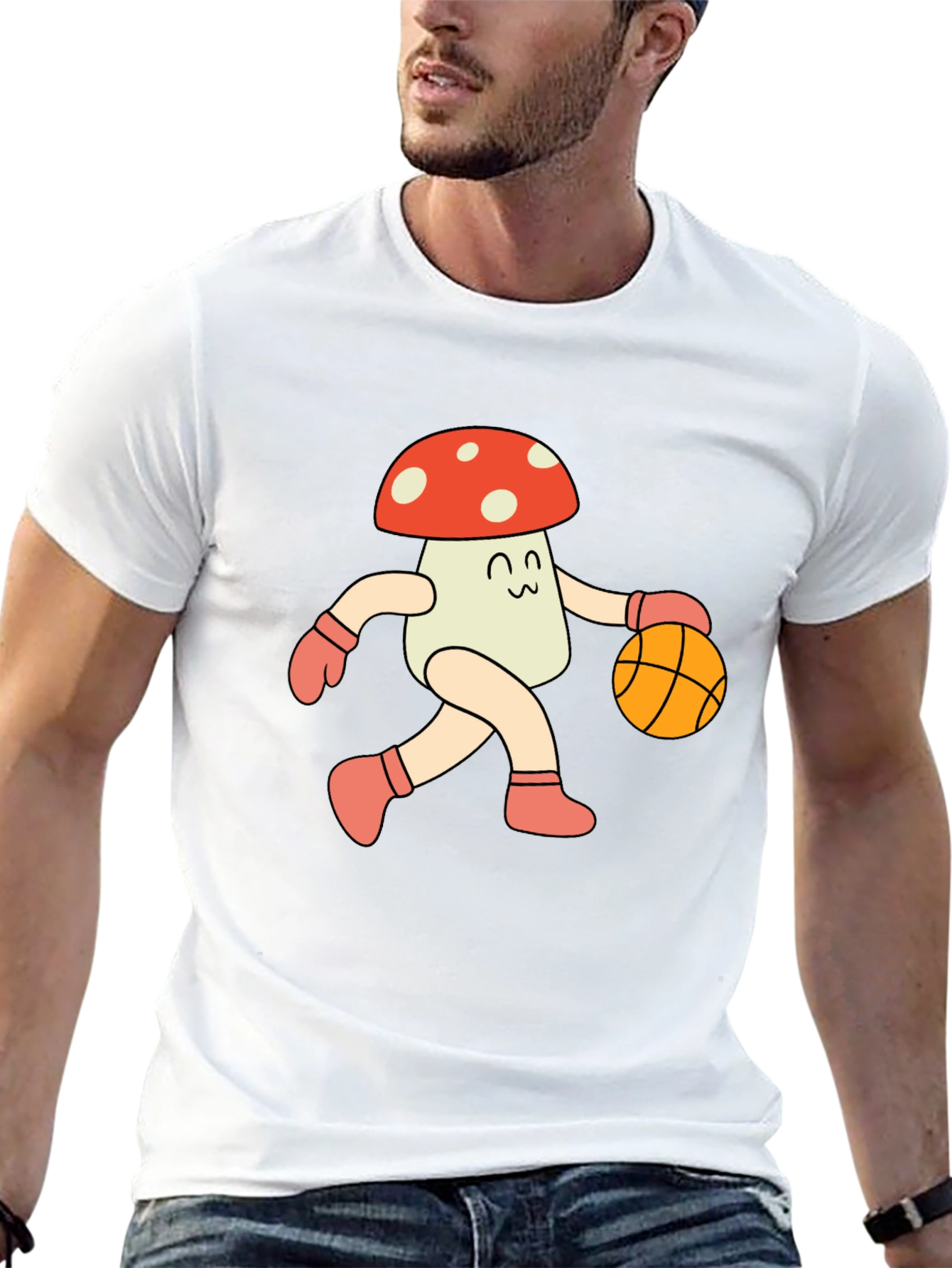 Black Mushroom Basketball T-Shirt - Cool Graphic Tee view 13
