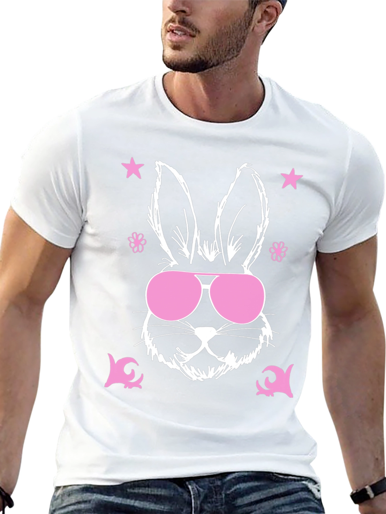 Black Cool Bunny Graphic Tee - Easter Vibes view 13