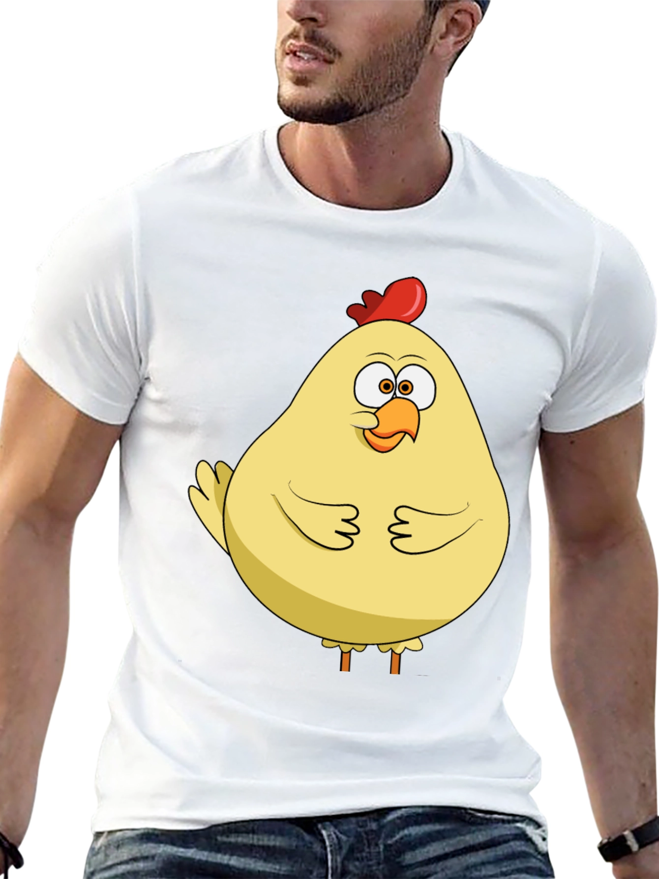 Black Funny Chicken T-Shirt - Quirky Cartoon Bird Tee view 13
