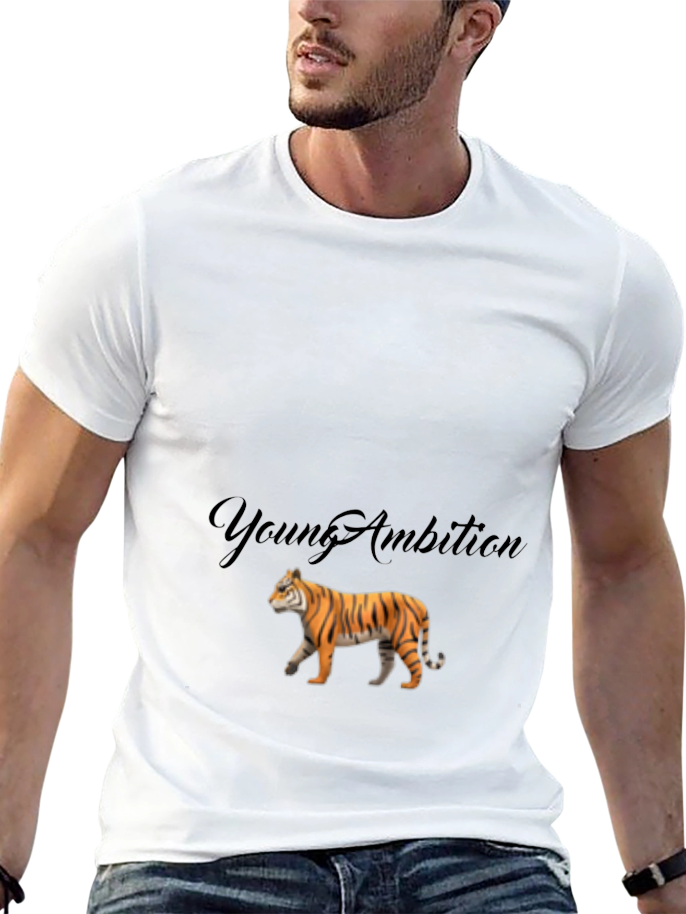 Black Young Ambition Tiger Graphic Black T-Shirt view 13