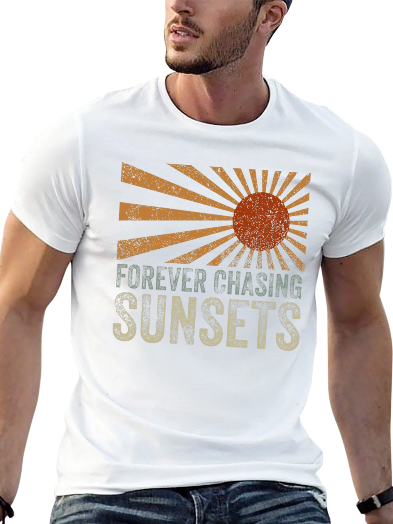 Black Sunset Chaser Graphic Tee - Retro Design view 13