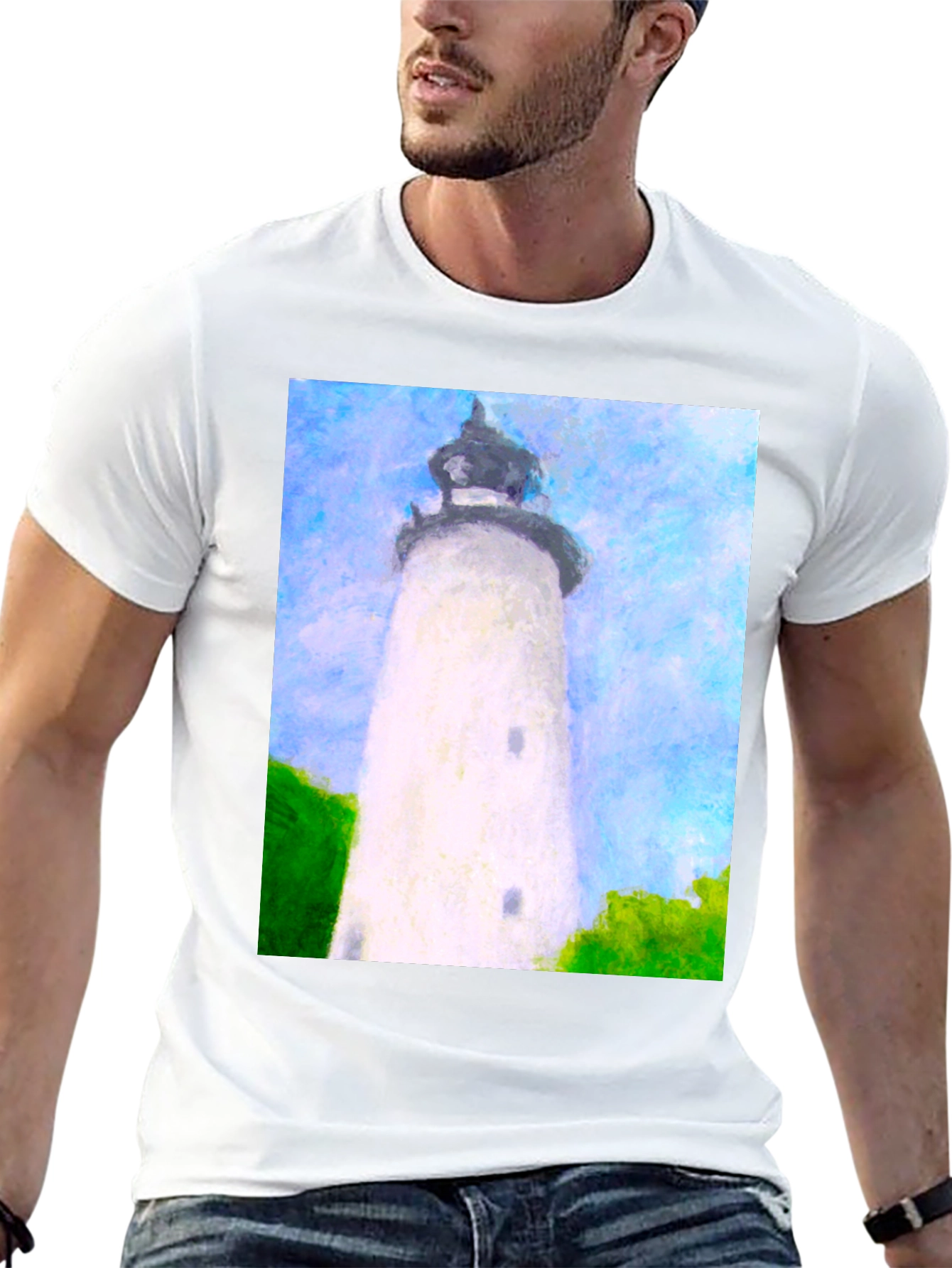 Lighthouse Art Graphic T-Shirt - Coastal Style Tee - 13