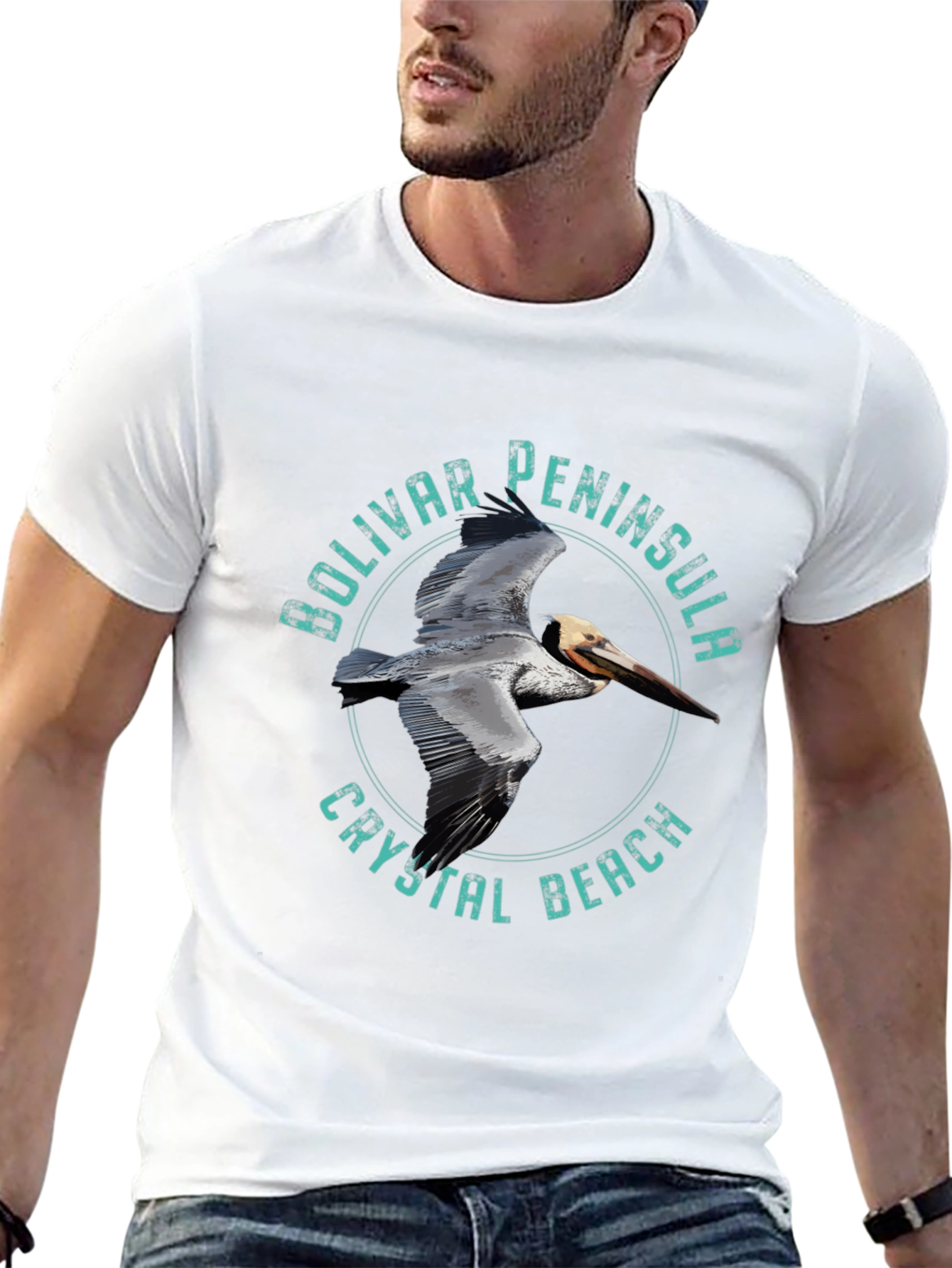 Black Bolivar Peninsula Crystal Beach Pelican Graphic Tee view 13