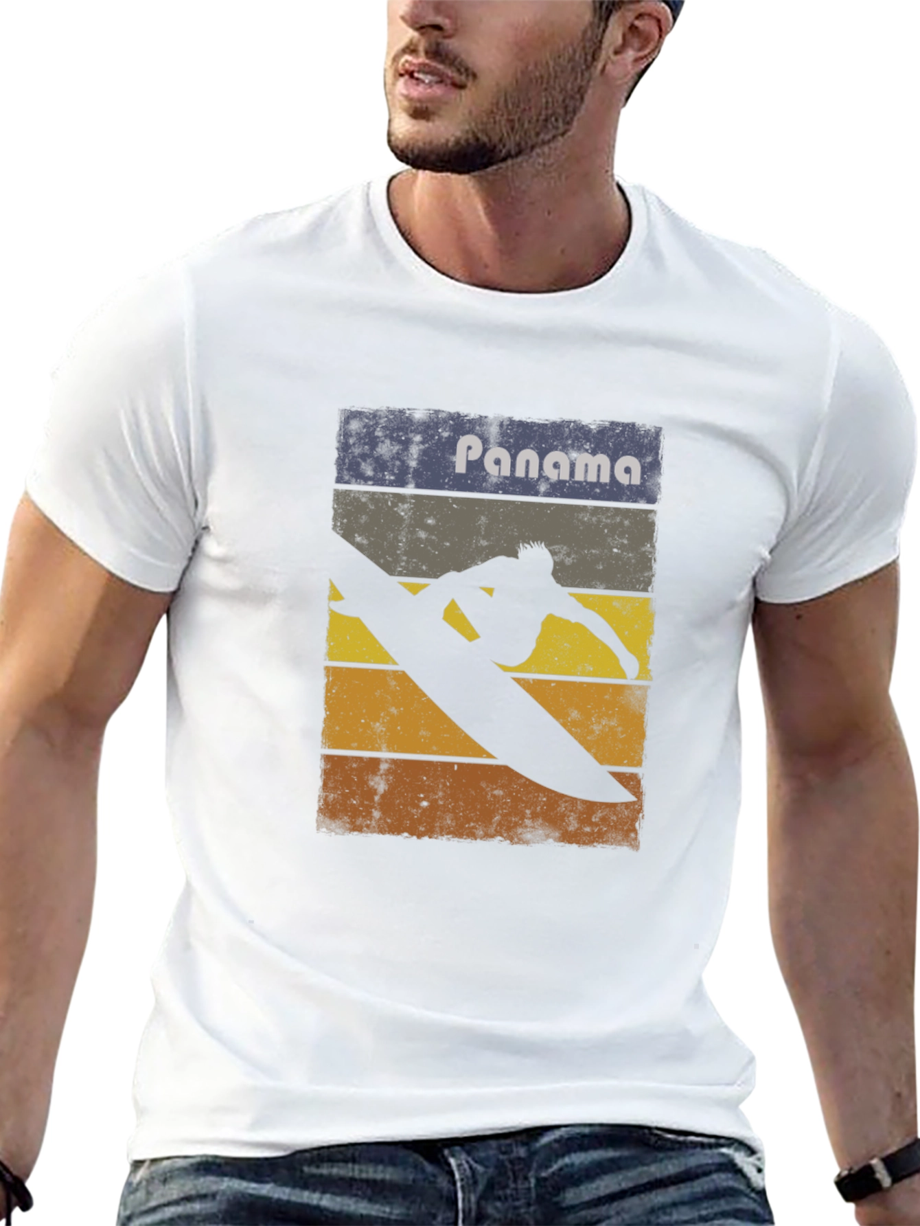 Black Panama Surfing Retro T-Shirt view 13