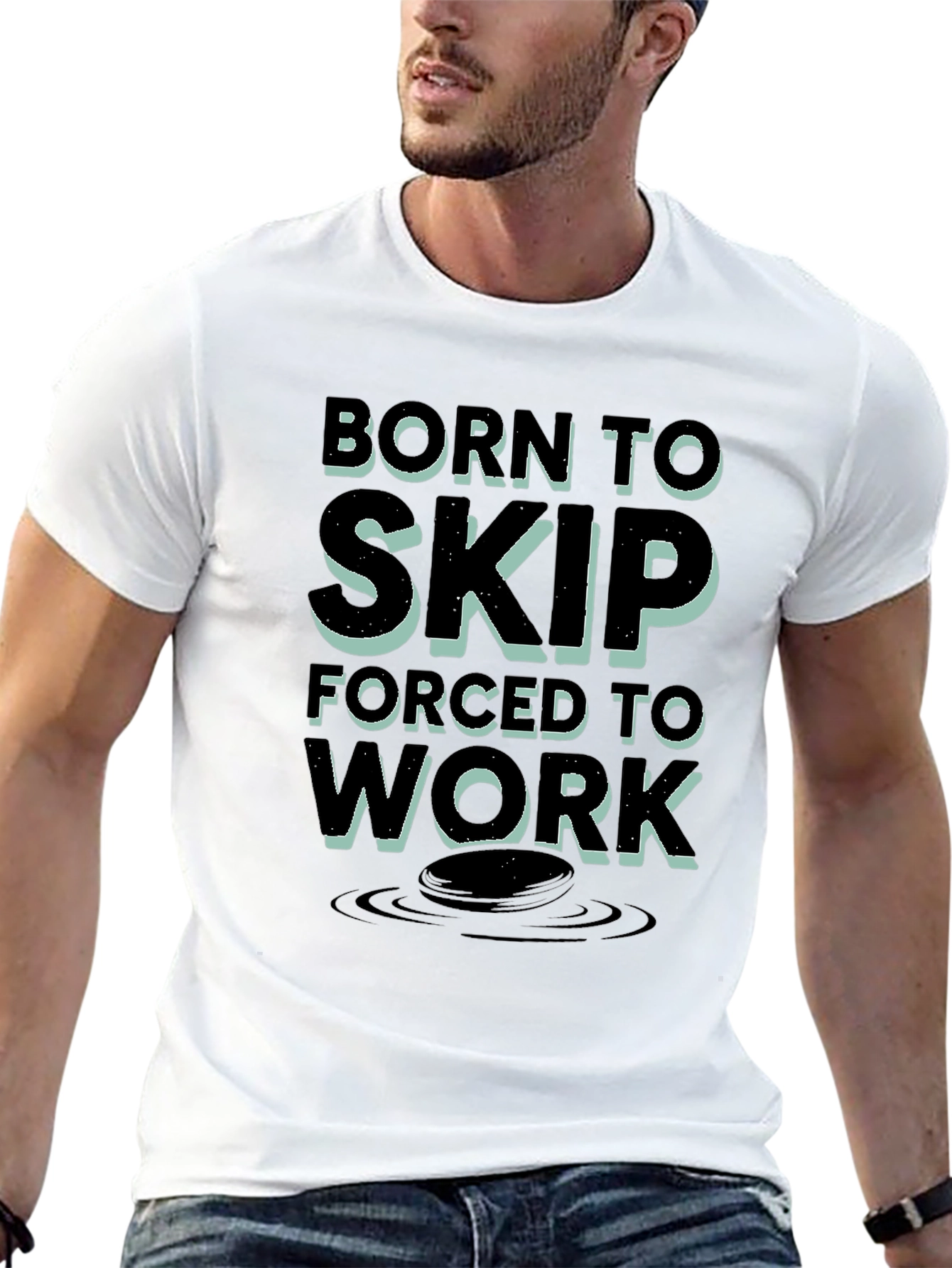 Black Born to Skip, Forced to Work T-Shirt view 13