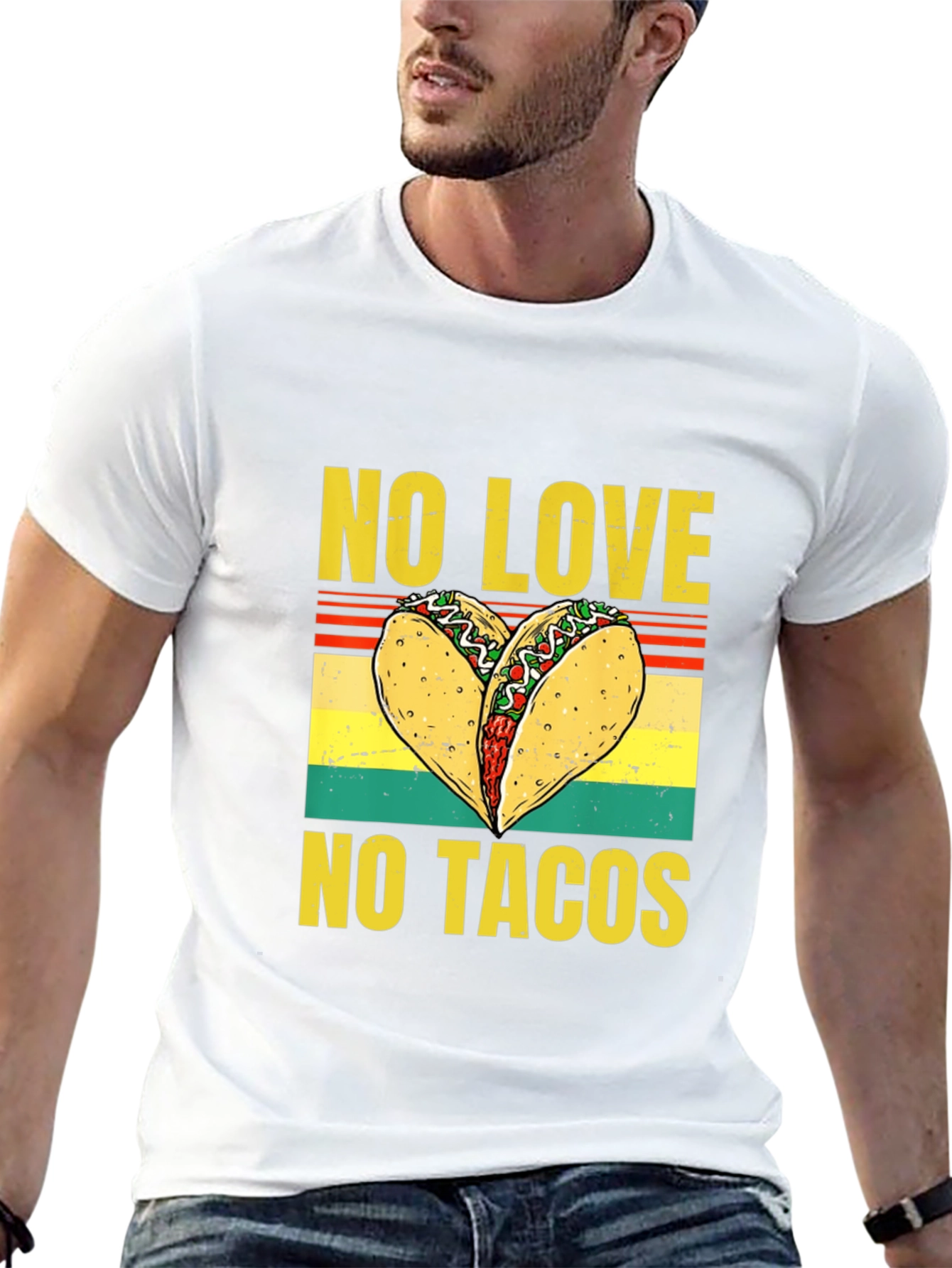 Black No Love, No Tacos Graphic T-Shirt view 13