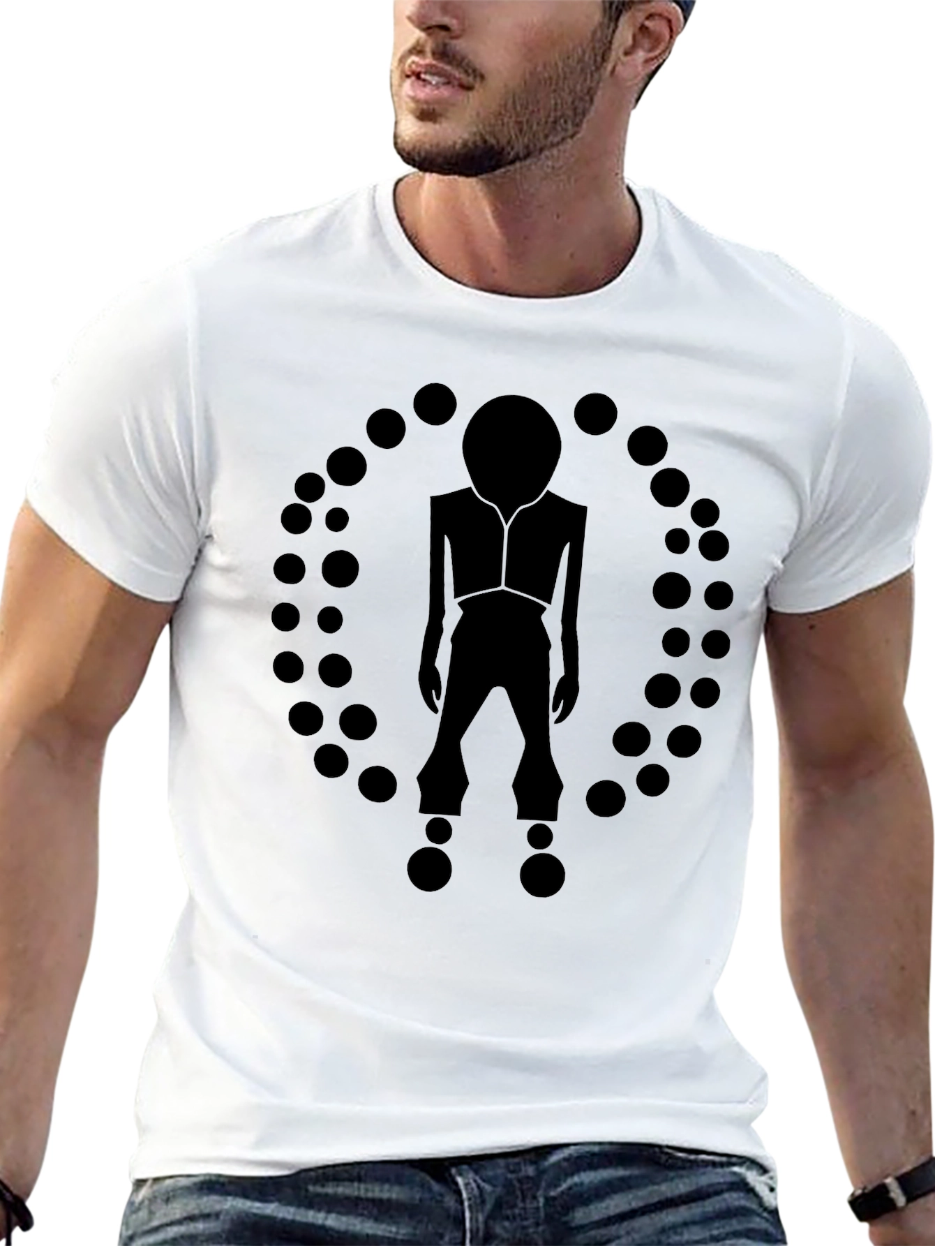 Black Modern Black Graphic Tee - Abstract Figure view 13