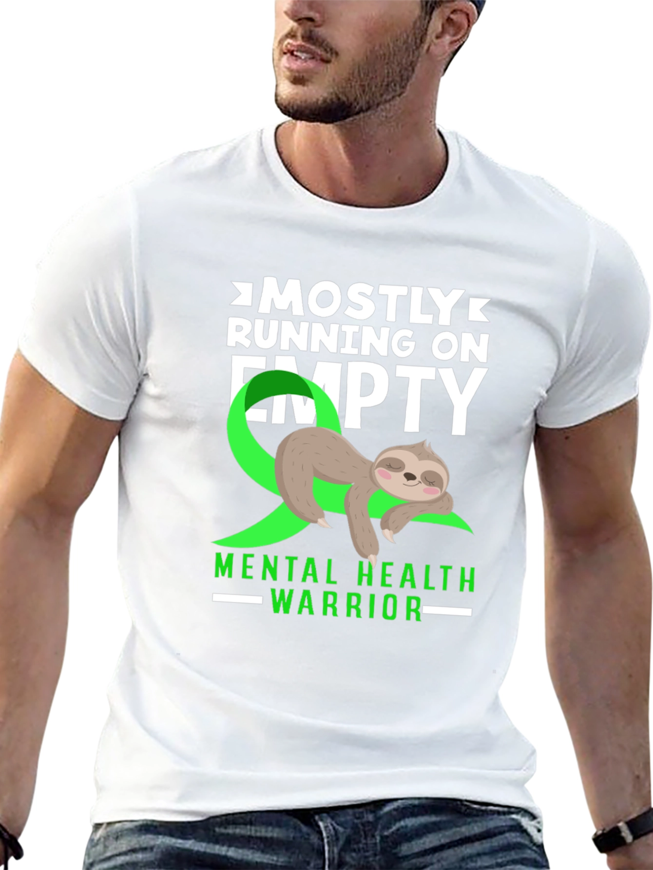 Black Mental Health Warrior Sloth T-Shirt view 13