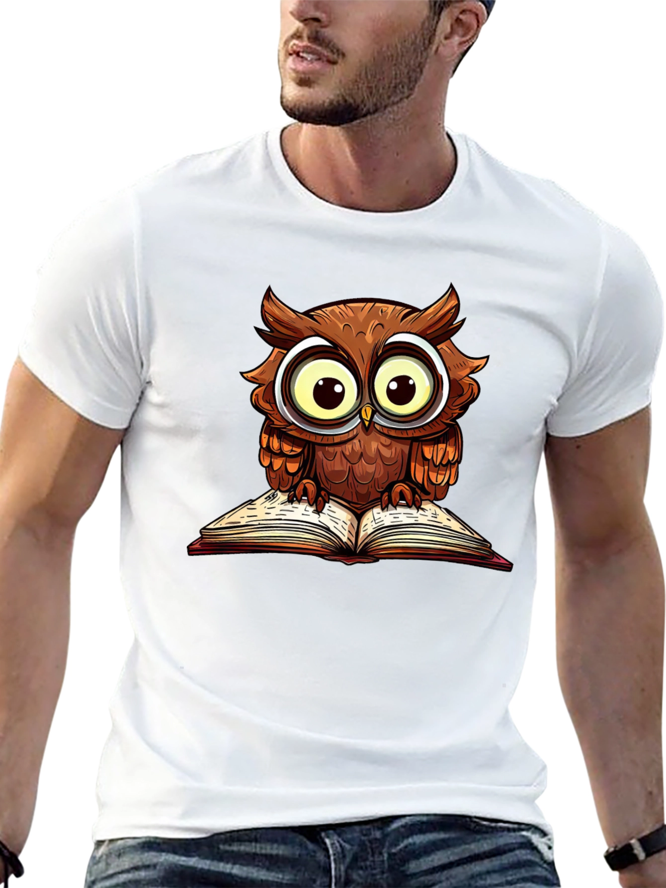 Black Owl Reading Book Graphic T-Shirt view 13