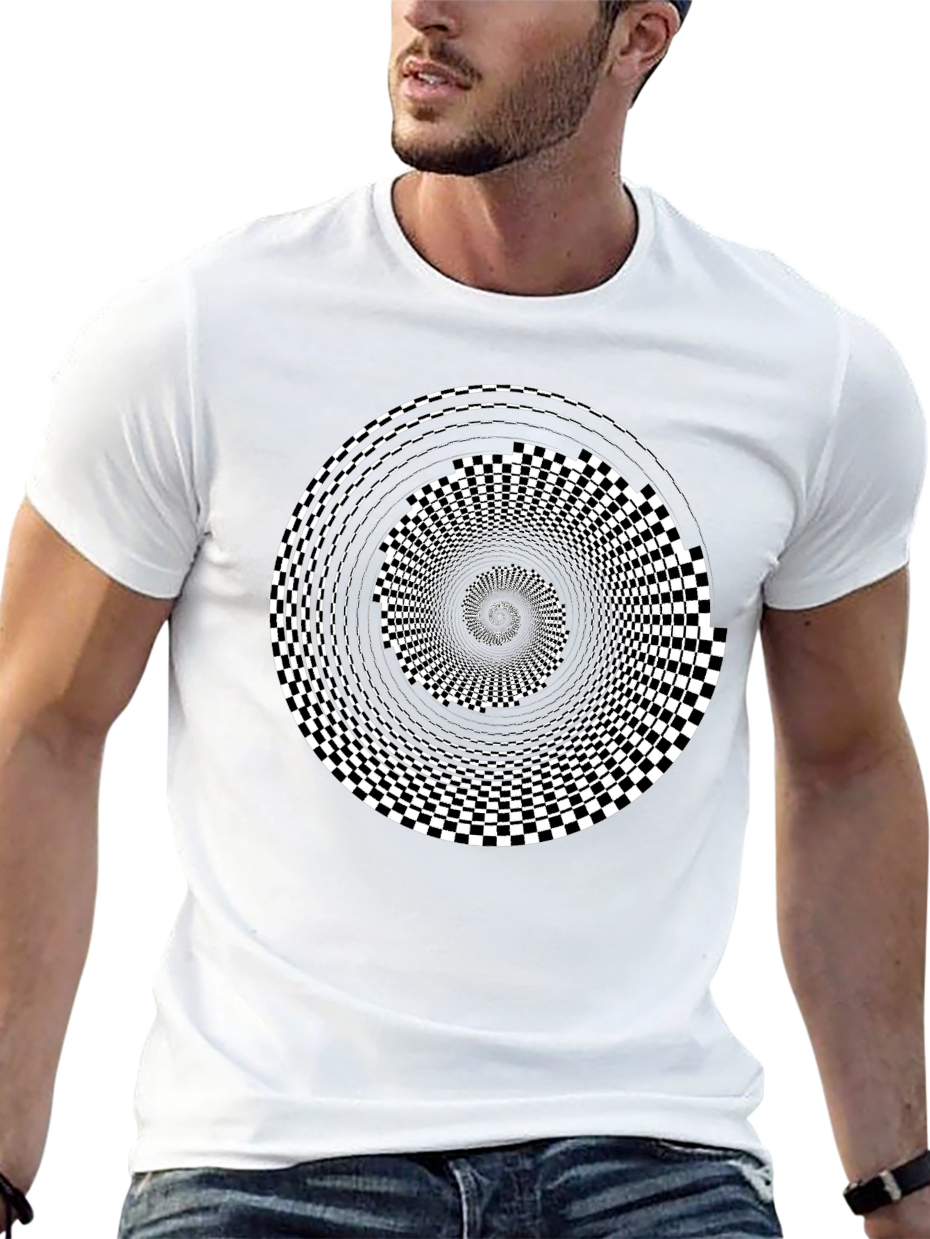 Black Optical Illusion Black T-Shirt view 13