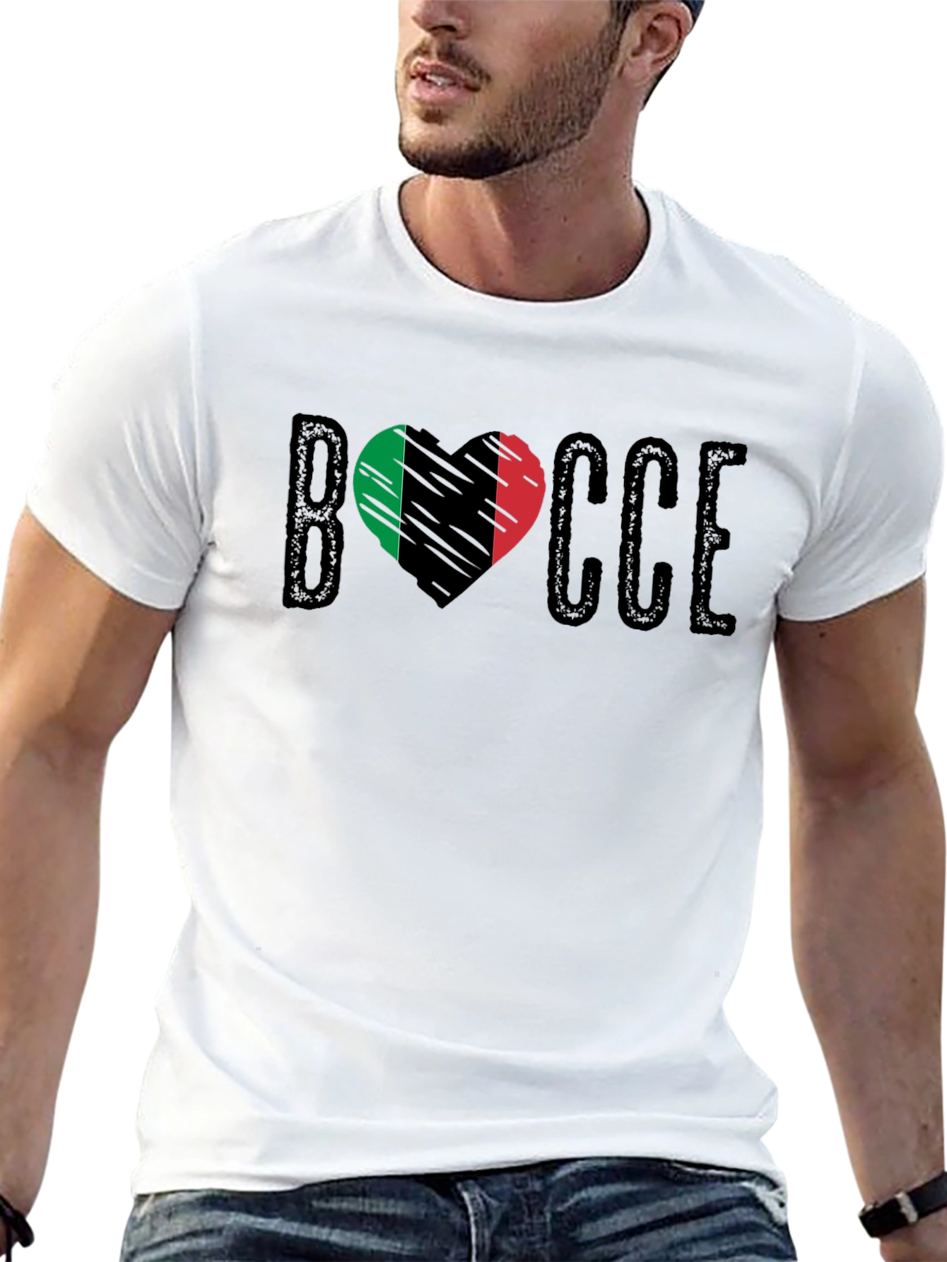 Black Bocce Heart Italian Flag T-Shirt view 13