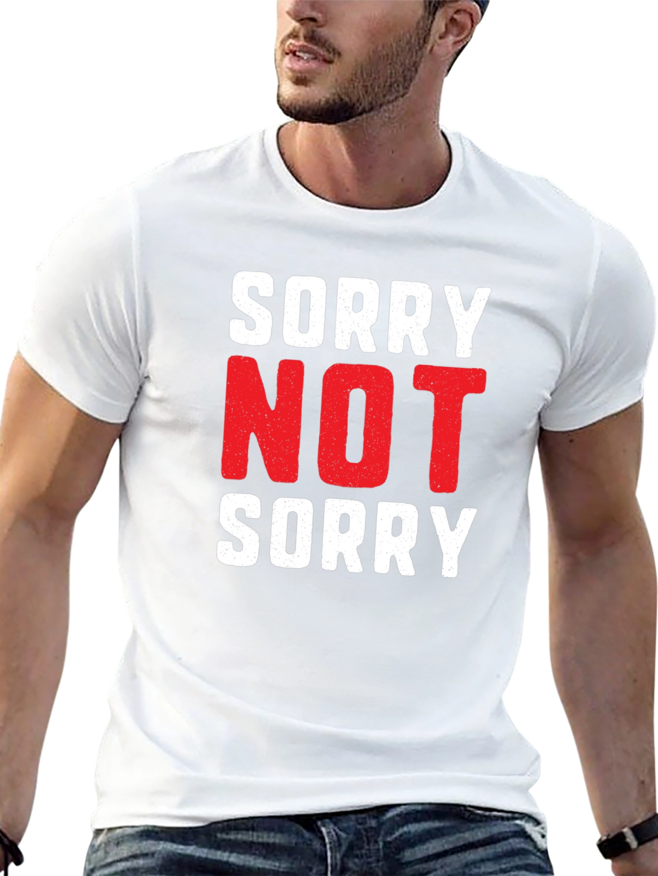Black Sorry Not Sorry Graphic Tee - Black Cotton T-Shirt view 13