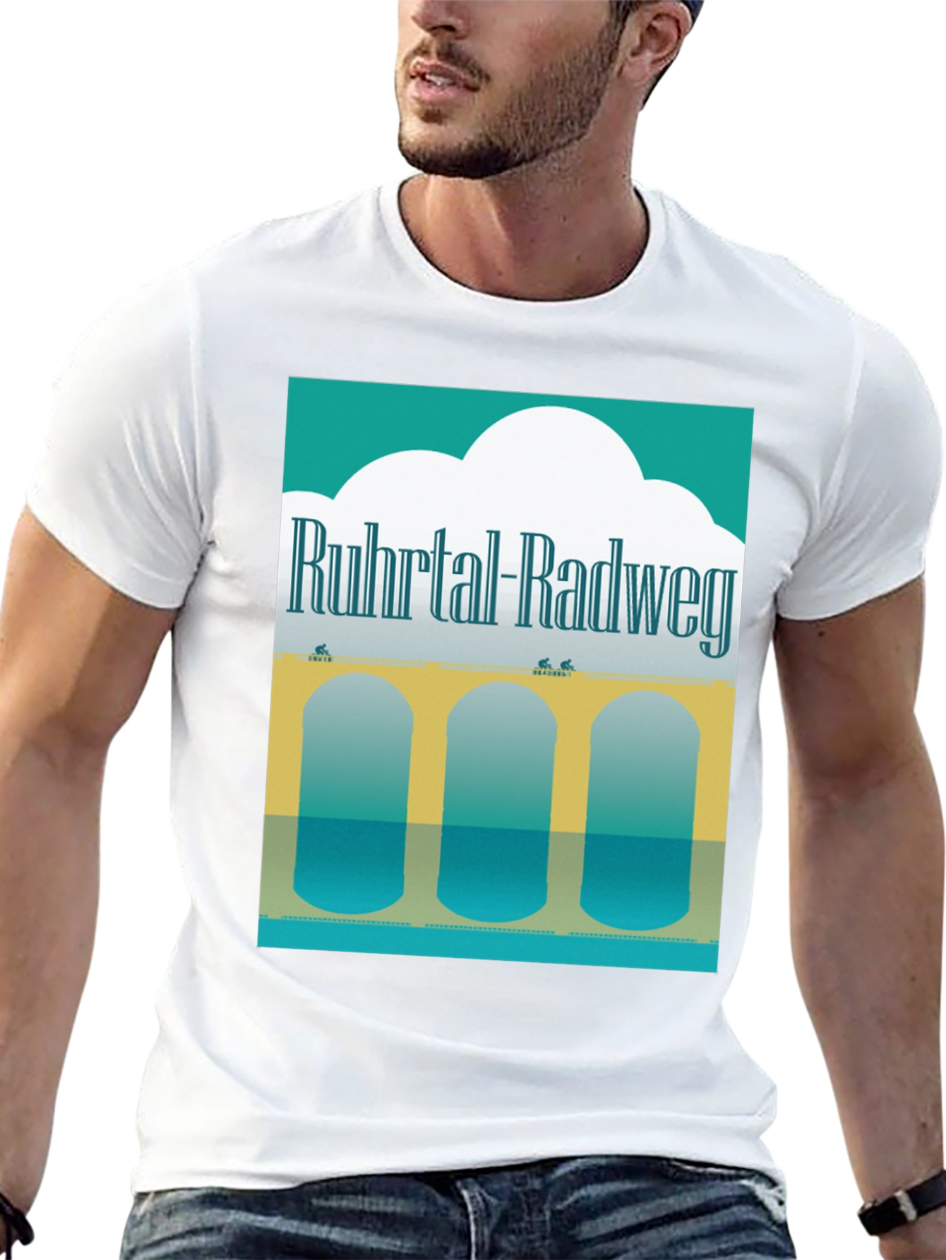 Black Ruhtal Radweg Graphic Tee - Cycling Tour Shirt view 13