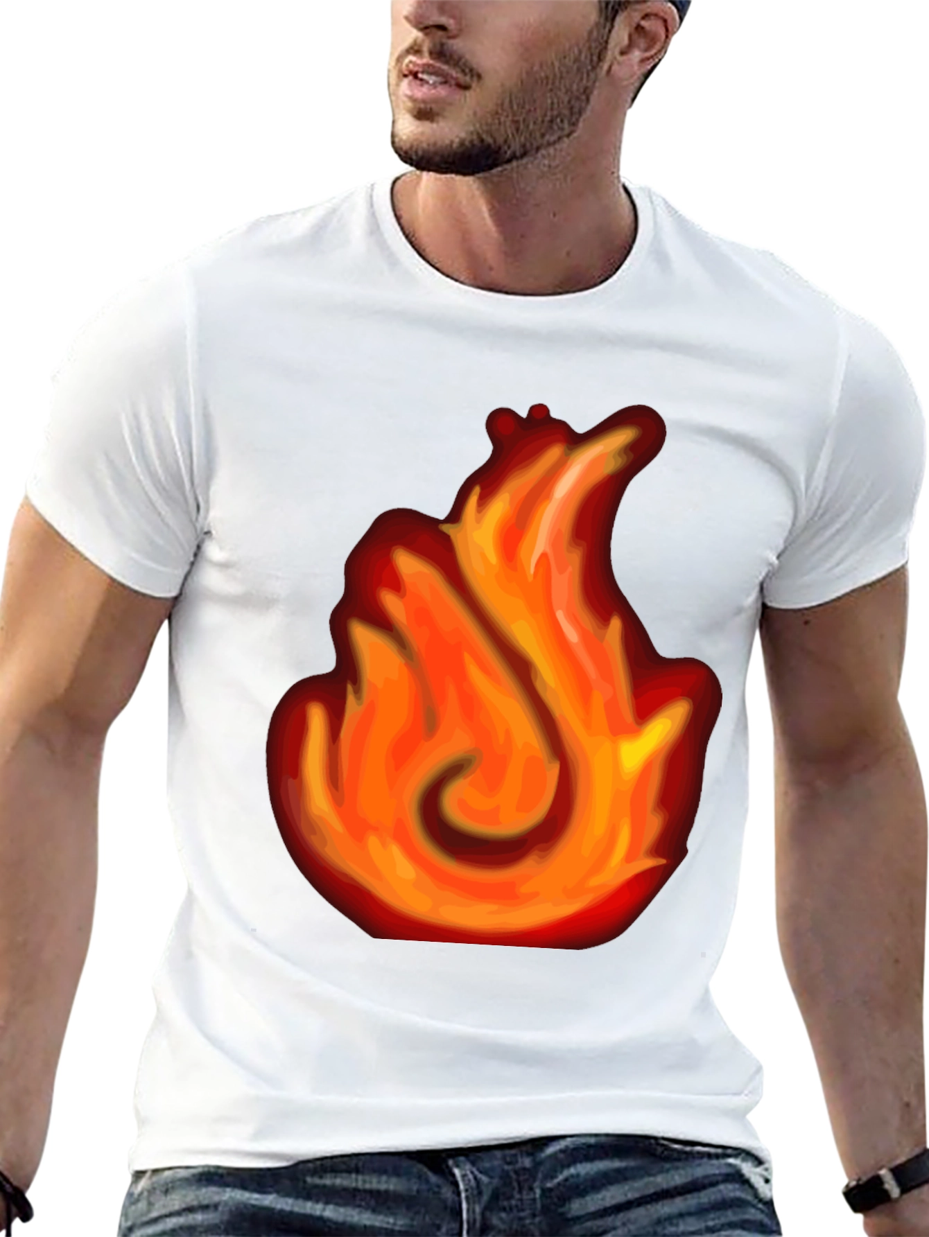 Black Fiery Flame Graphic Black T-Shirt view 13