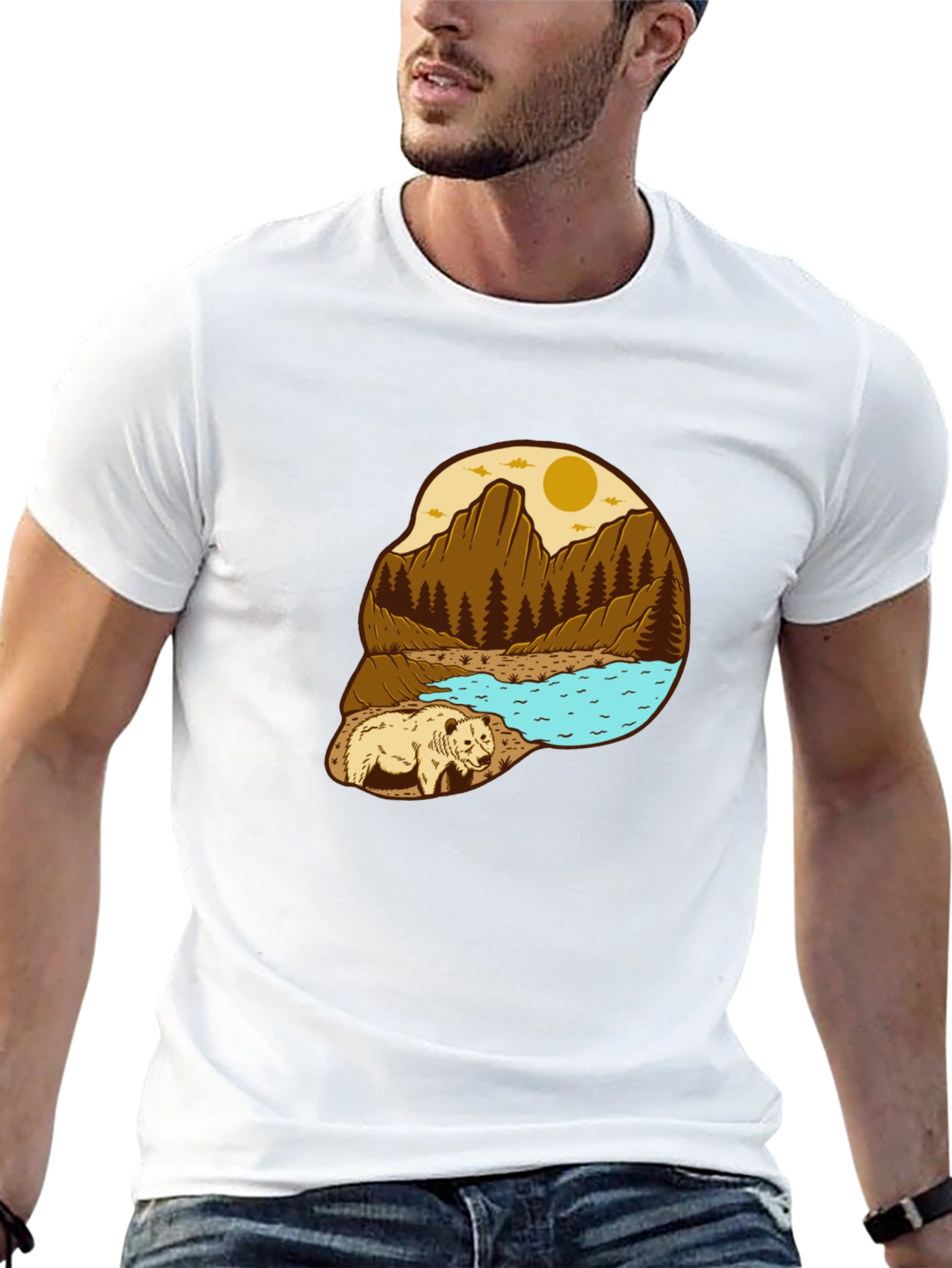 Black Bear Mountain Scene Graphic Tee view 13