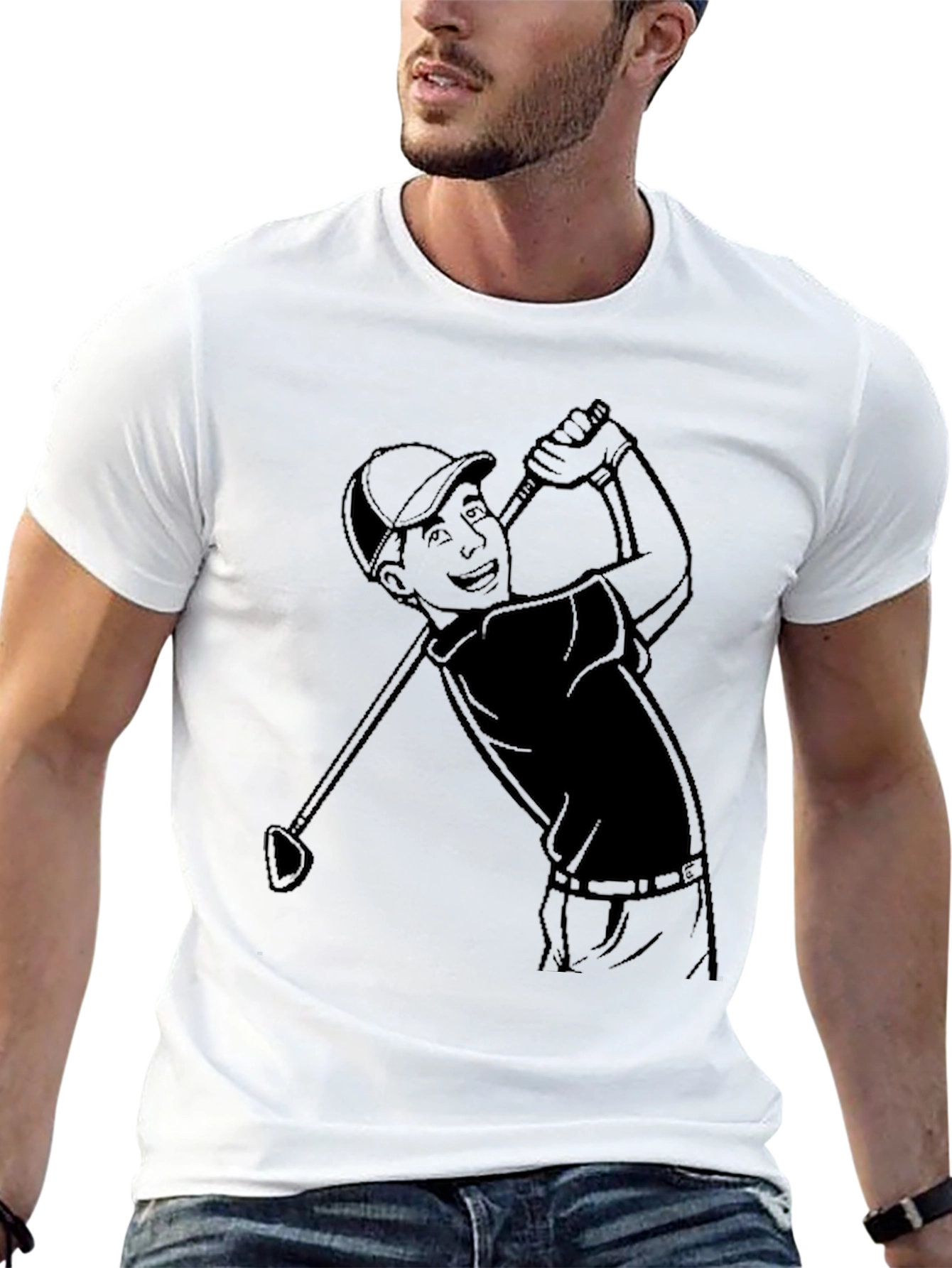 Black Golf Cartoon Tee - Classic Player Design view 13