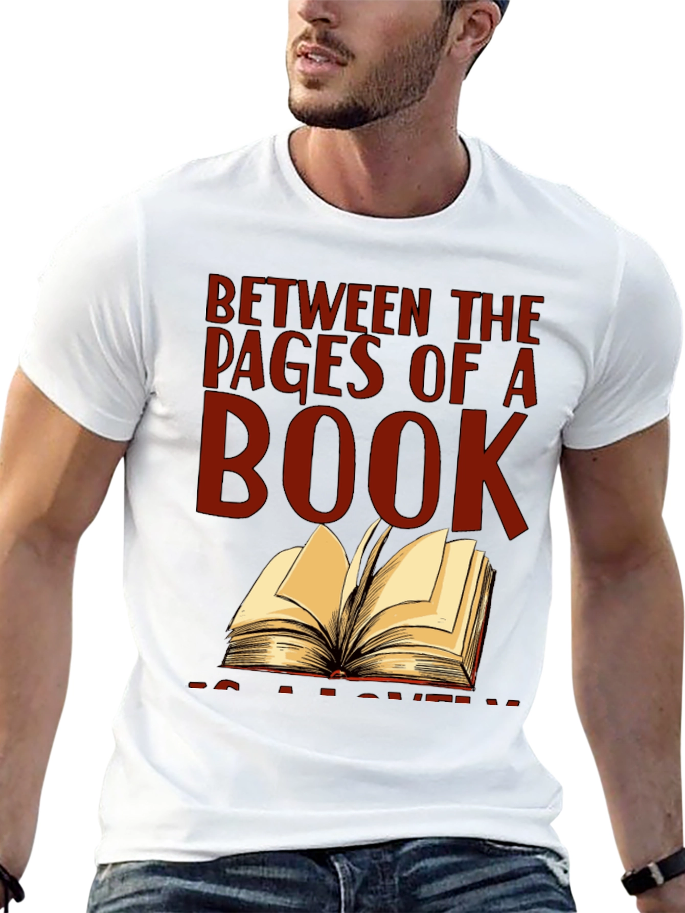 Black Bookworm T-Shirt: Between the Pages of a Book view 13