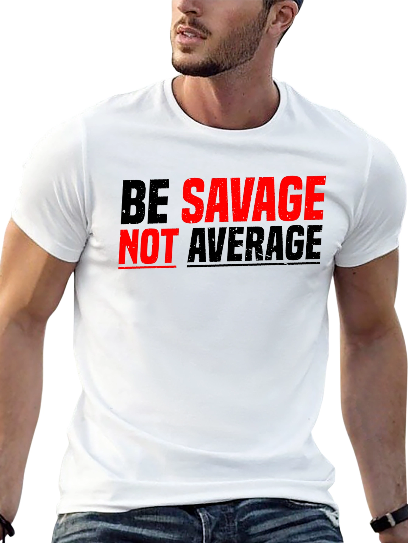Black Be Savage Not Average Graphic Tee view 13