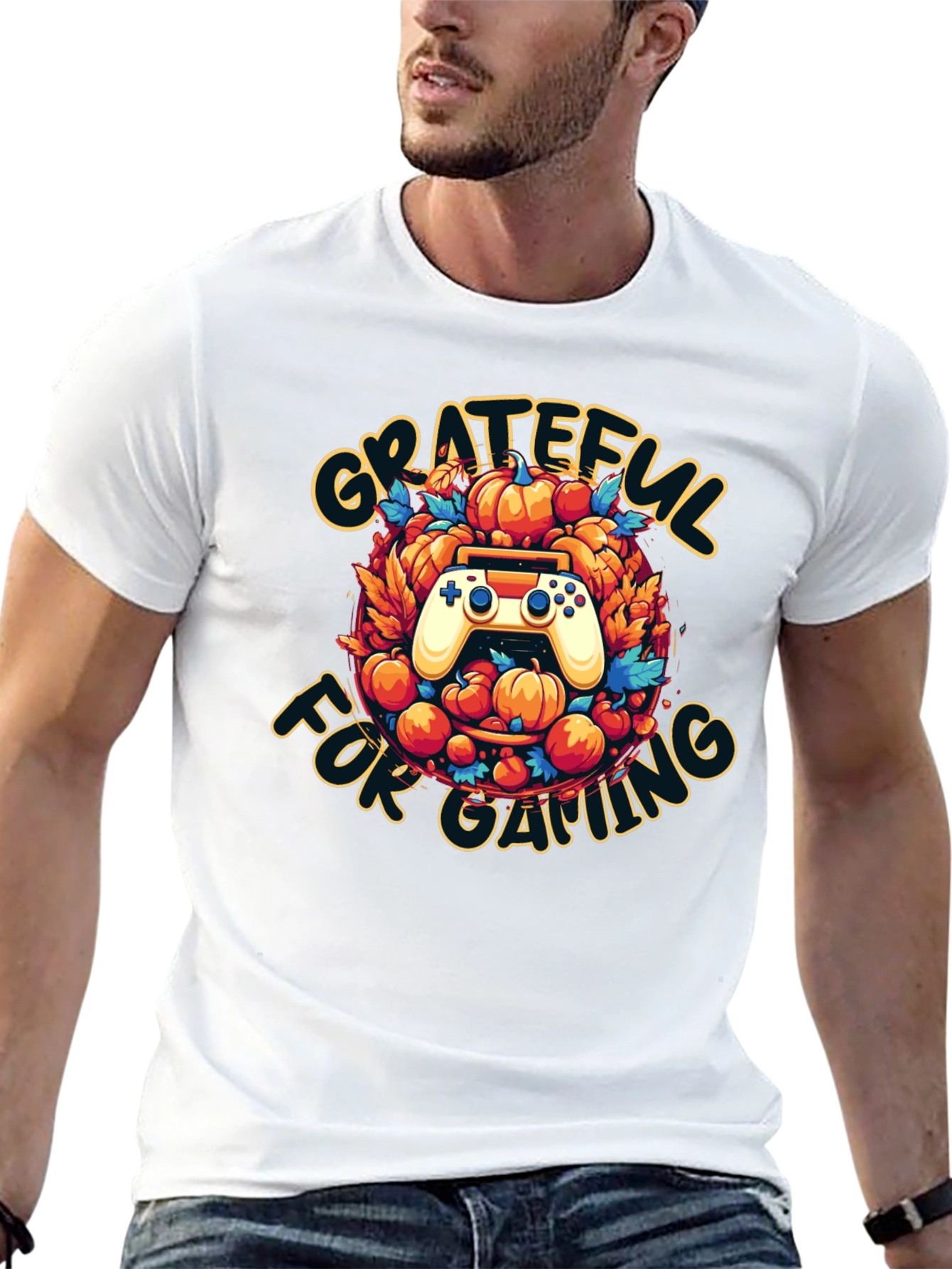Black Grateful for Gaming T-Shirt - Gamer Thanksgiving Tee view 13