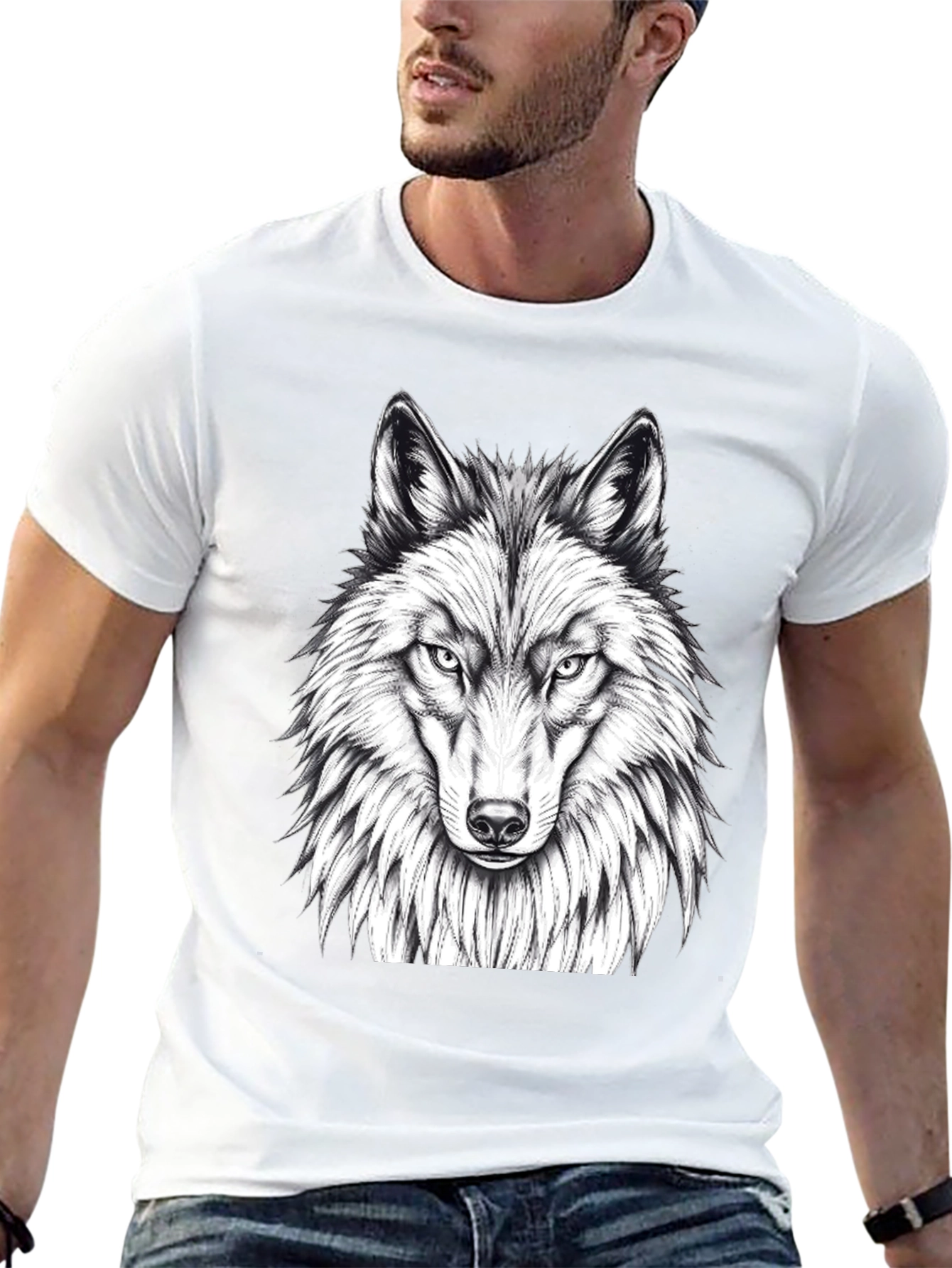 Black Wolf Graphic Tee - Black Crew Neck T-Shirt view 13