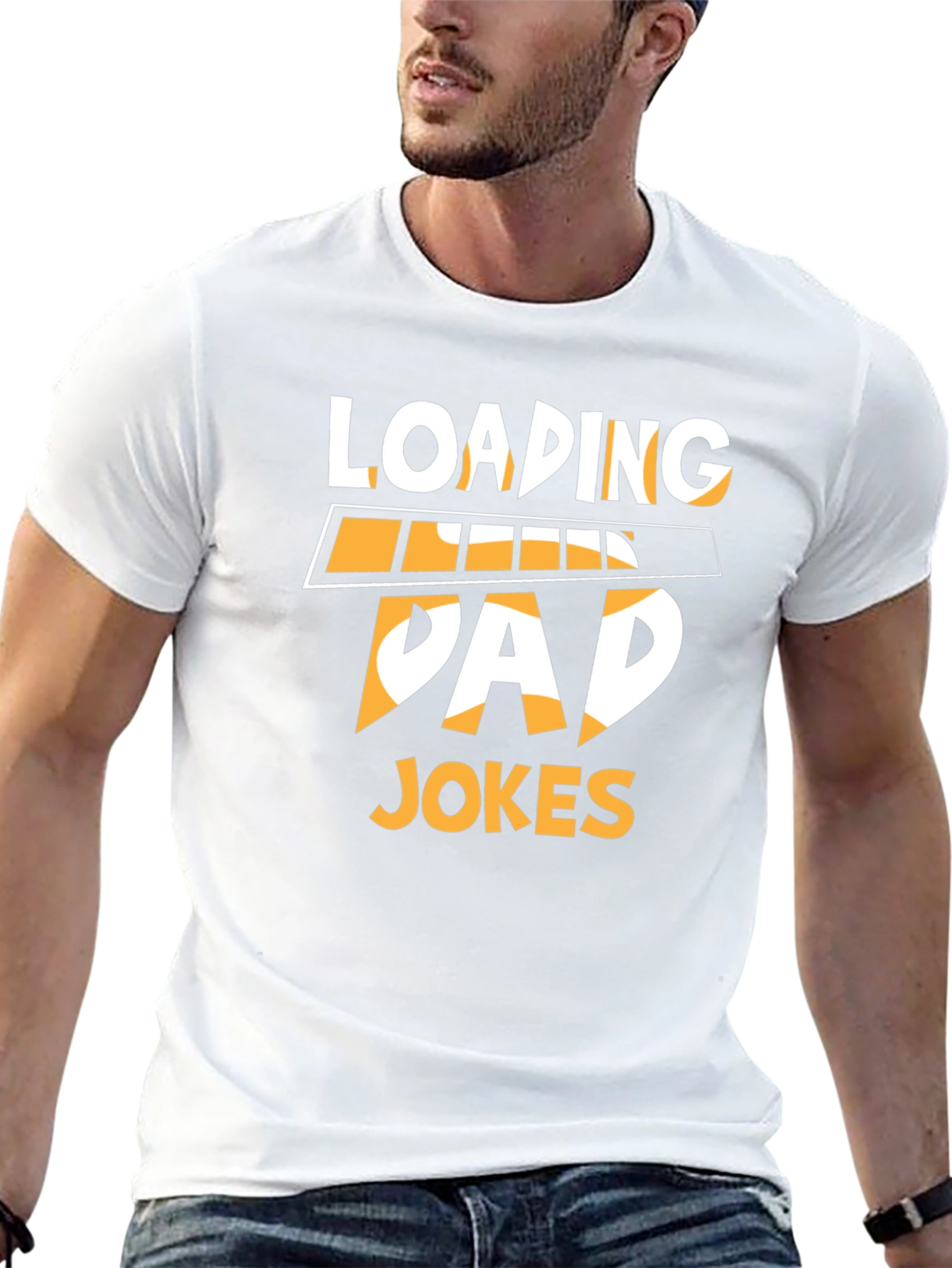 Black Loading Dad Jokes Funny Graphic T-Shirt view 13