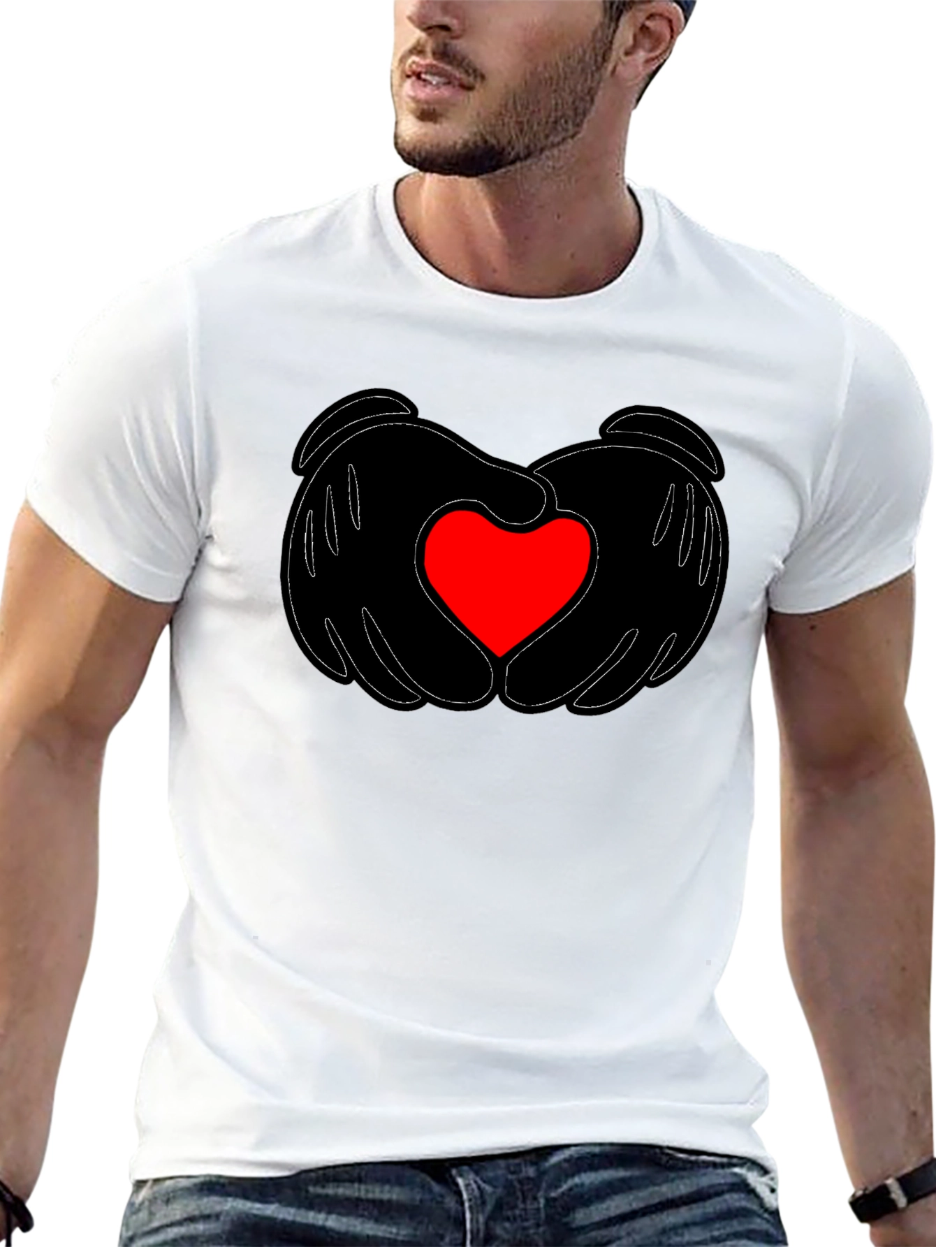 Black Heart Hands Graphic Tee - Stylish Black T-Shirt view 13