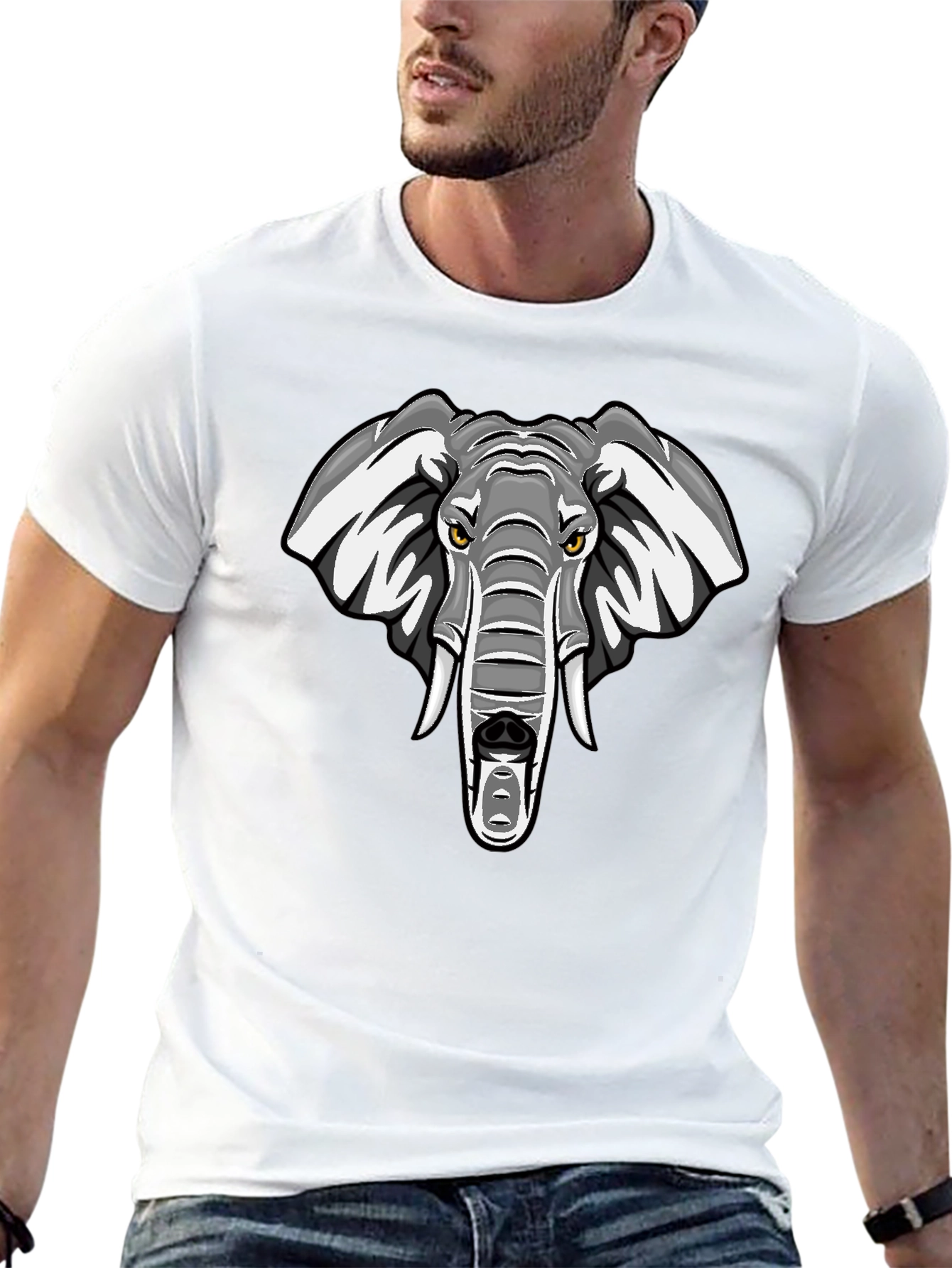 Black Cool Elephant Graphic T-Shirt - Black view 13