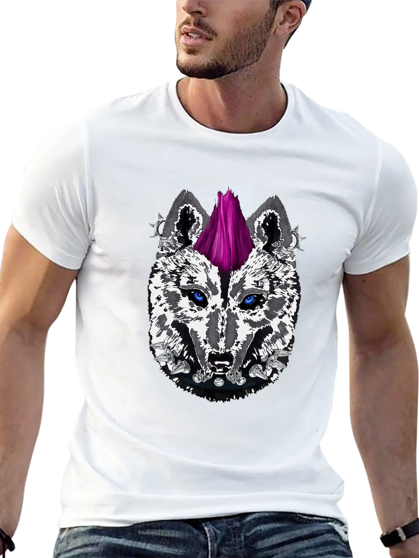 Black Punk Wolf Graphic Tee - Fierce Style view 13