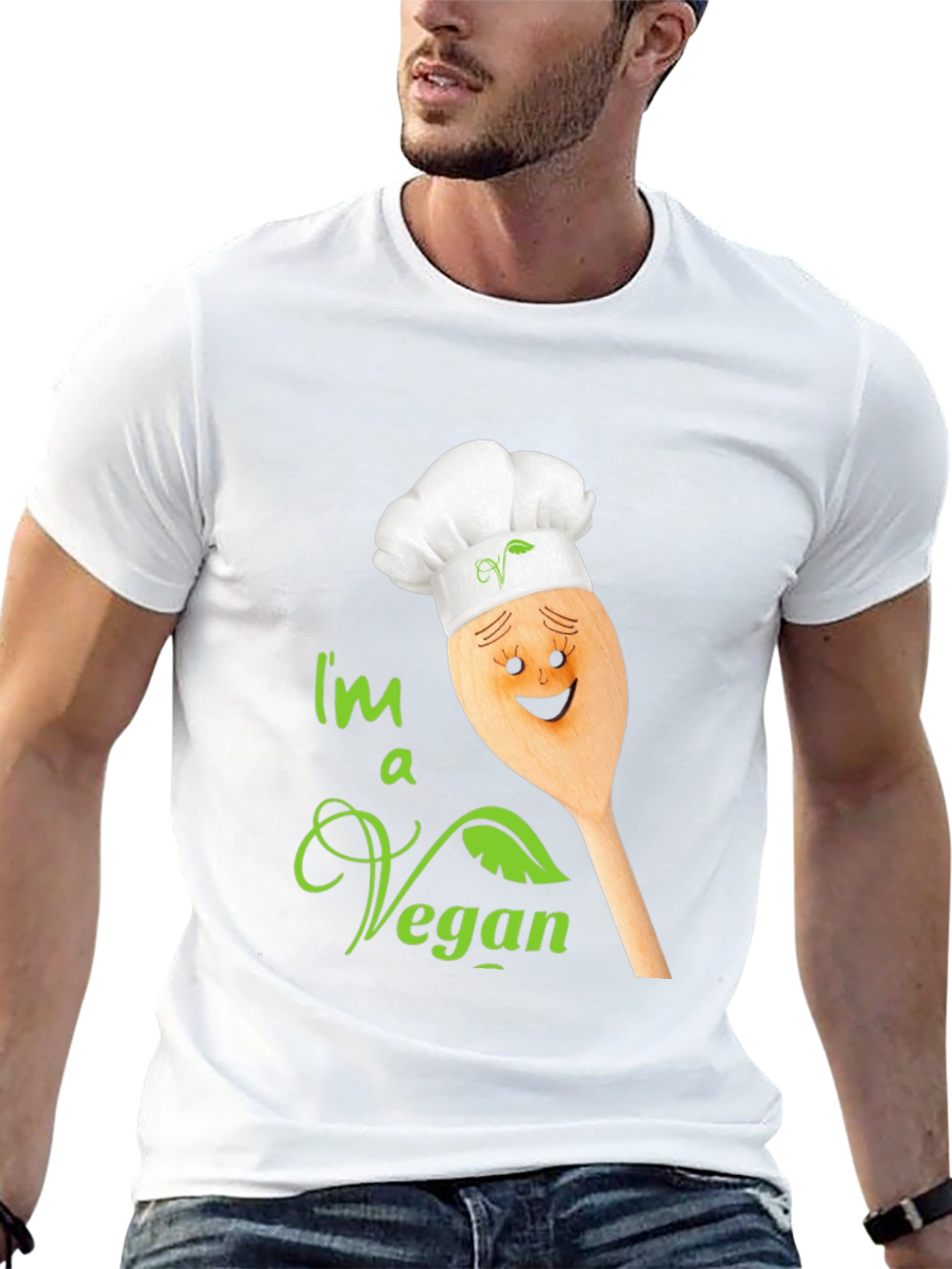Black I'm a Vegan T-Shirt - Chef Spoon Design view 13