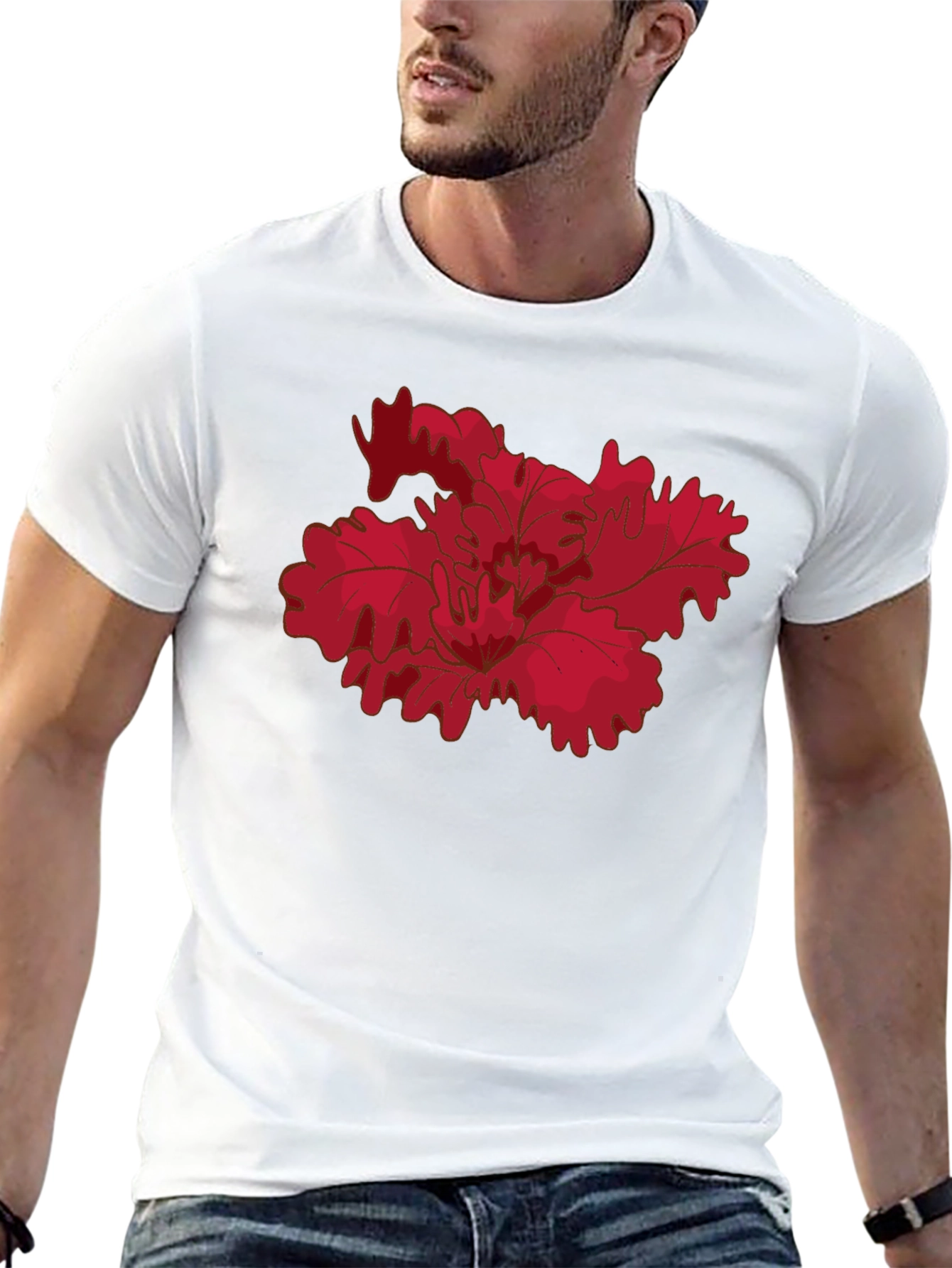 Black Red Floral Graphic Black T-Shirt view 13