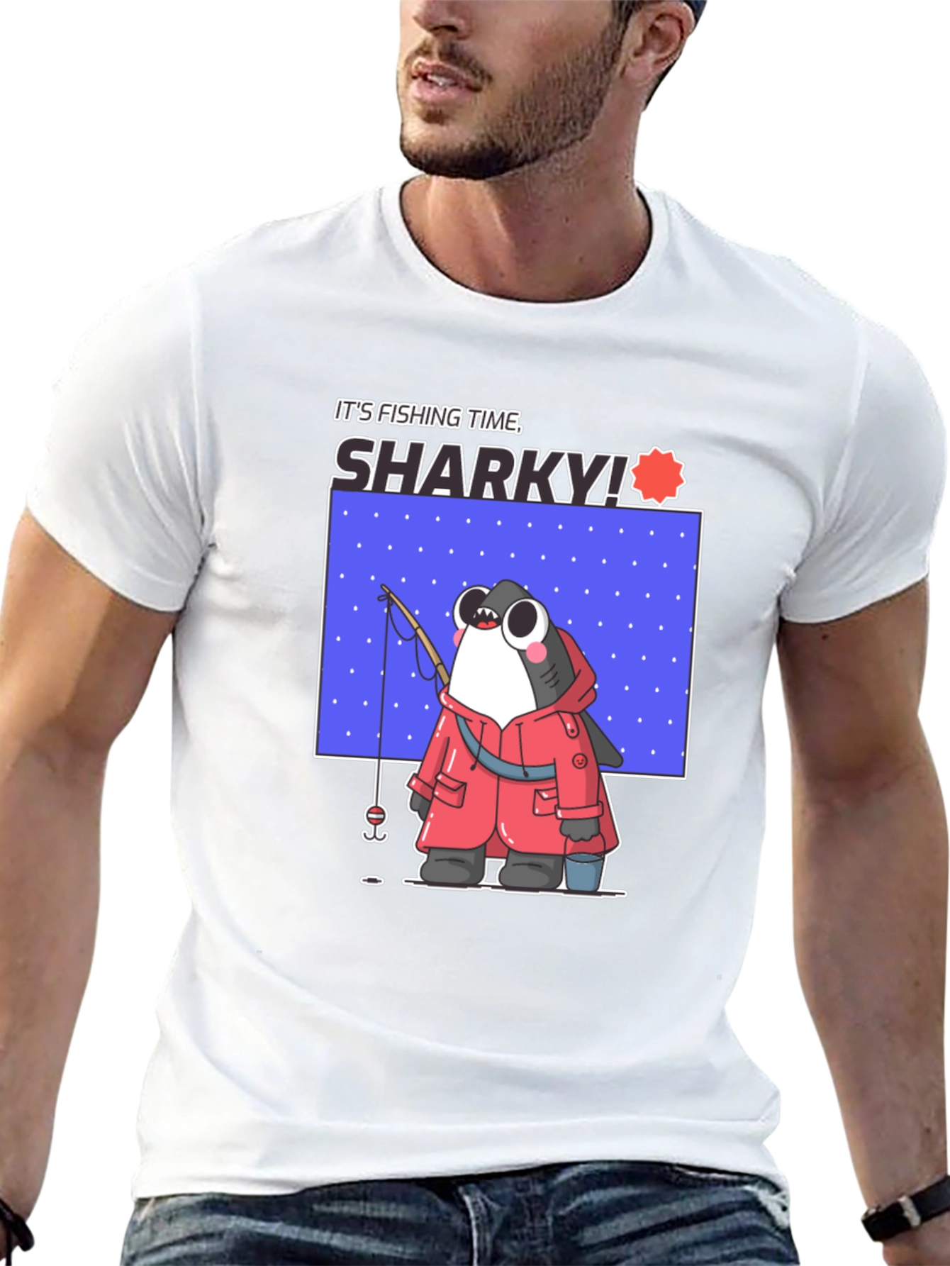 Black It's Fishing Time Sharky T-Shirt view 13